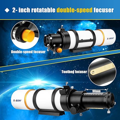 Miniatura 3 de SVBONY Telescopio SV48P, apertura de 3.543in F5.5 Refractor OTA para adultos principiantes, telescopios para astrofotografía de cielo profundo y