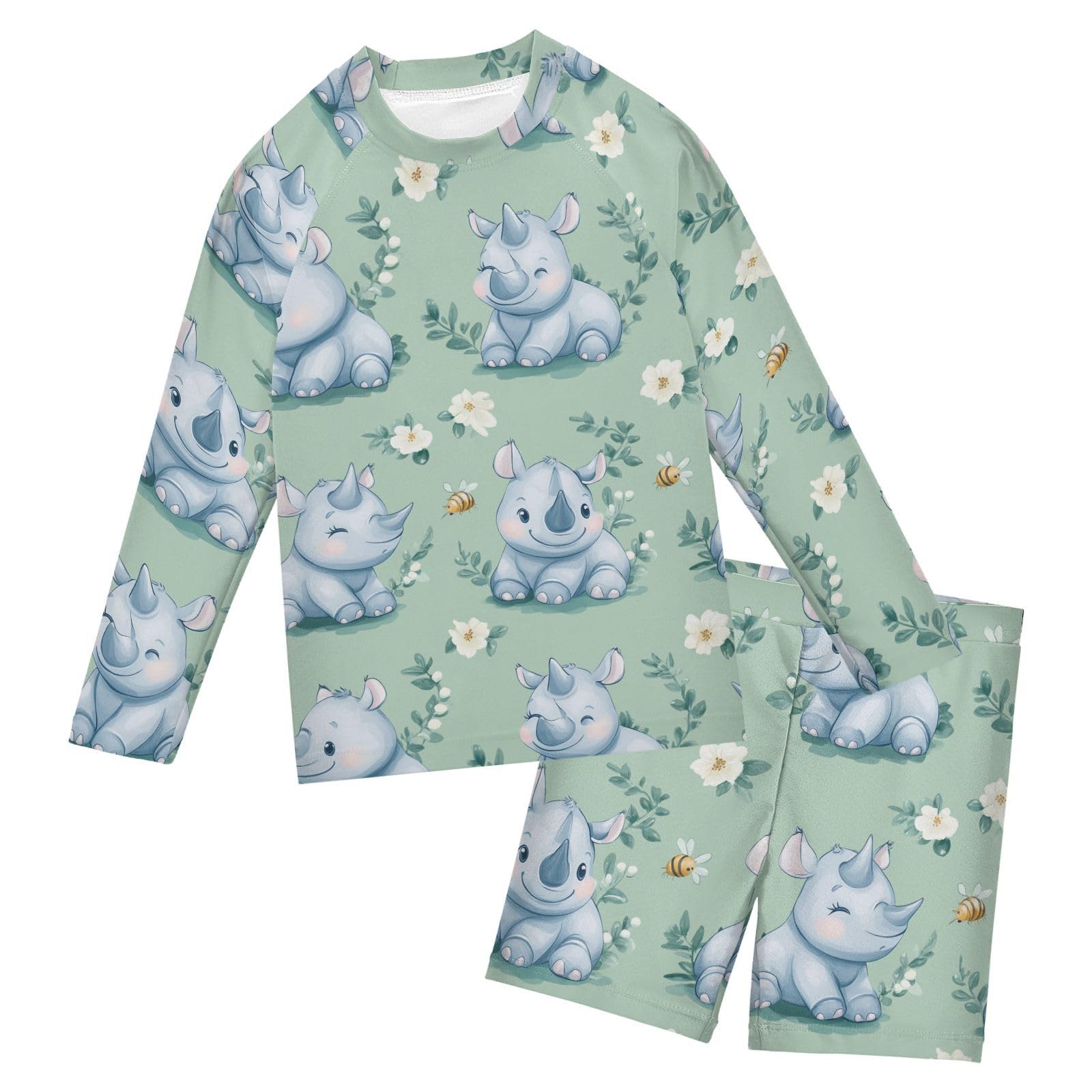 Traje de baño de dos piezas premium para niños con manga larga y protección solar alta 6