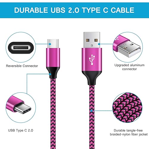 Miniatura 3 de Cable USB tipo C cable de carga rápida C paquete de 3 unidades compatible con Moto G StylusPlayPower 2021 Razr G9 PowerPlusPlay Samsung Galaxy