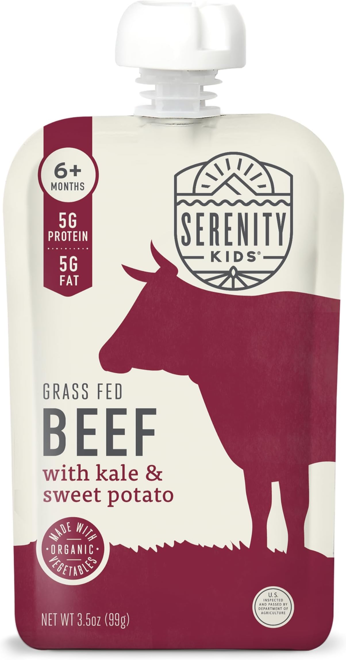 Serenity Kids Baby Food Pouch Puree - Organic Baby Food Pouches with Veggie & Beef Blend - No Added Sugar Savory Toddler Snacks - On-the-Go Toddler Pouches - 3.5 oz, Pack of 1