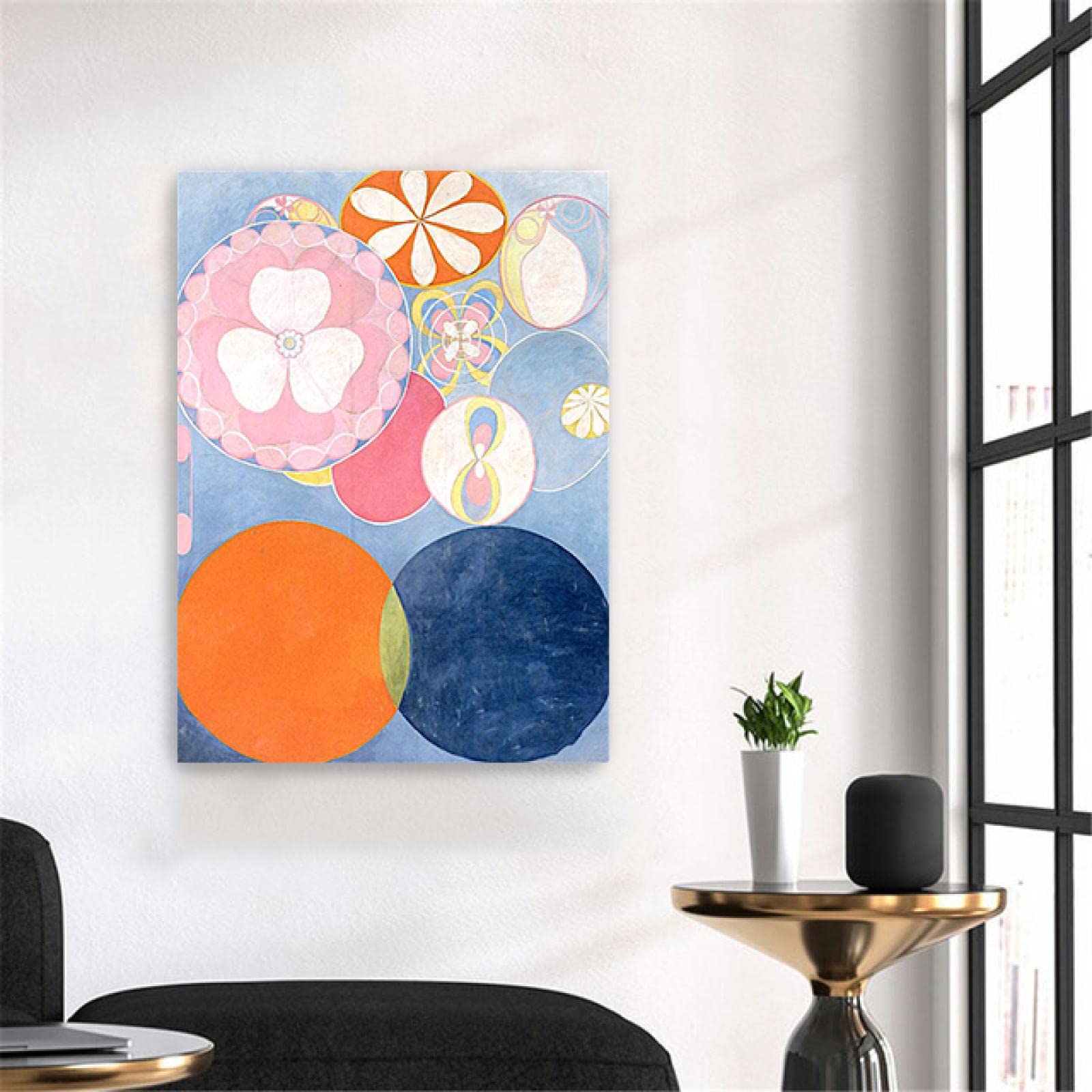 JZSDGB Hilma af Klint Wydruki na płótnie i plakat słynny obraz abstrakcyjna sztuka ścienna 'The Ten Largest, nr 02' reprodukcje na płótnie - drewno oprawione i gotowe do powieszenia obrazy do dekoracji domu 30 x 42 cm