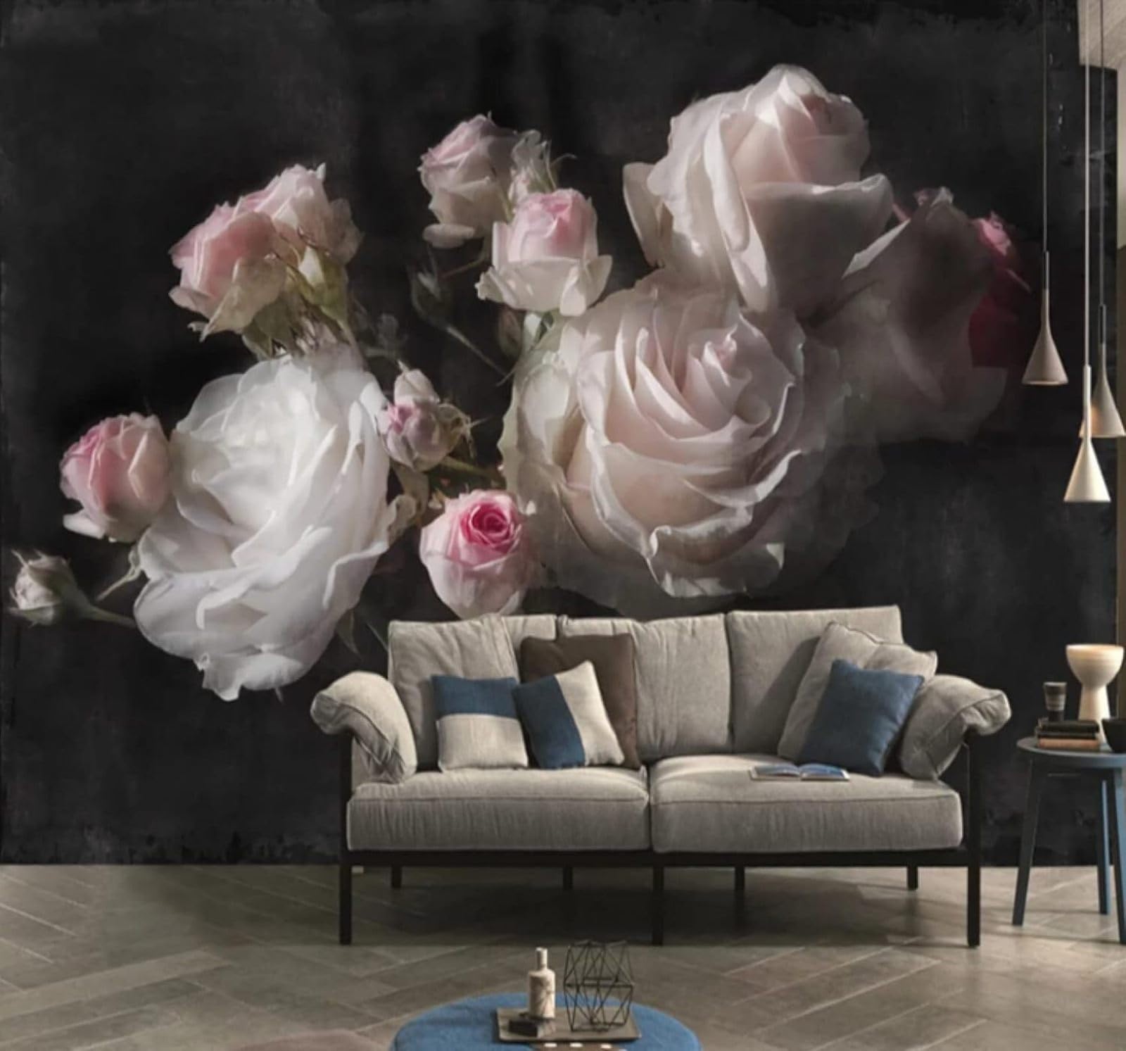 Wallpaper-3D-Xlm 350Cm×256Cm(B×H) Vintage Beautiful Three Dimensional Pink Rose 3D Wallpaper Easy Install Feature Office Living Room Sofa Bedroom Tv Background Wall Decoration-350Cm×256Cm