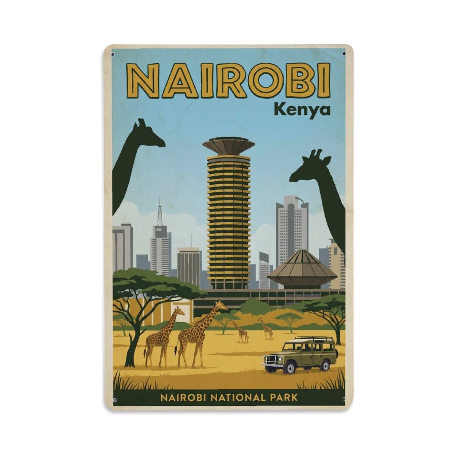 Vintage Travel Kenya Nairobi Metal Tin Sign