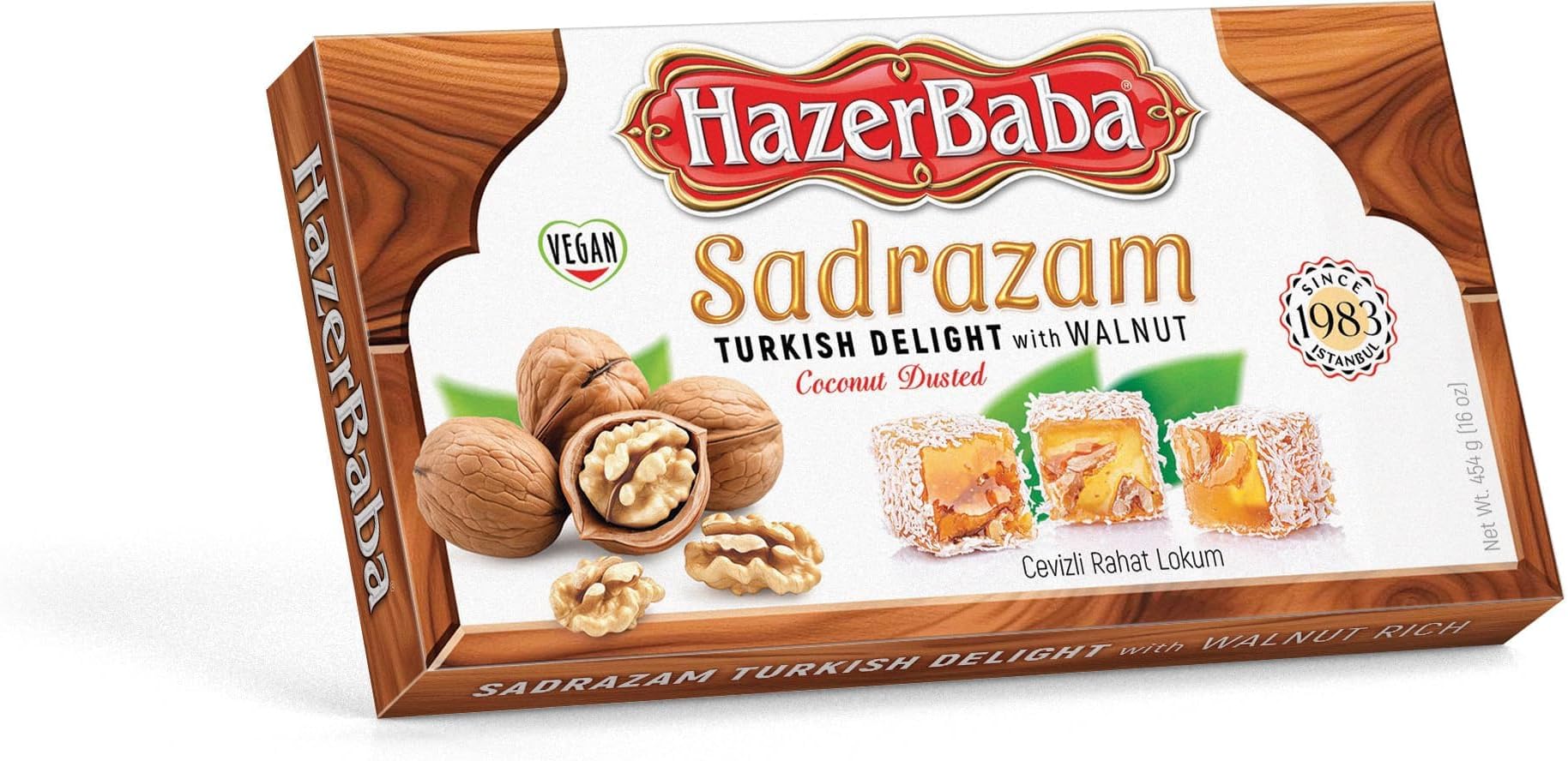 Hazer Baba Turkish Delight Walnut Sadrazam Sweets - 454g