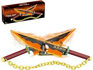 Anime Dual Cleaver Building Set - 1478 Pieces Sound Ninja Sword Model with Golden Chain 82 Inch Huge Nichirin Style Weapon Flashy Cosplay Prop Construction Toy for Adults (Amber & Black)