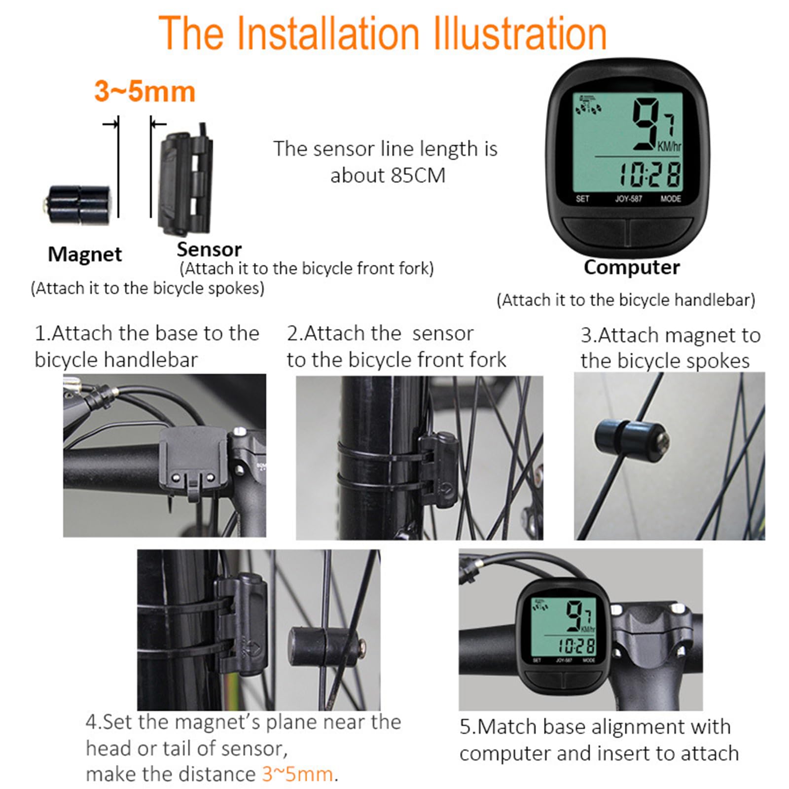 Oxxggkao Wire Bicycles Odometers Speedometers Durability Cycling Speedometers Odometers for Fitness Enthusiasts and Family