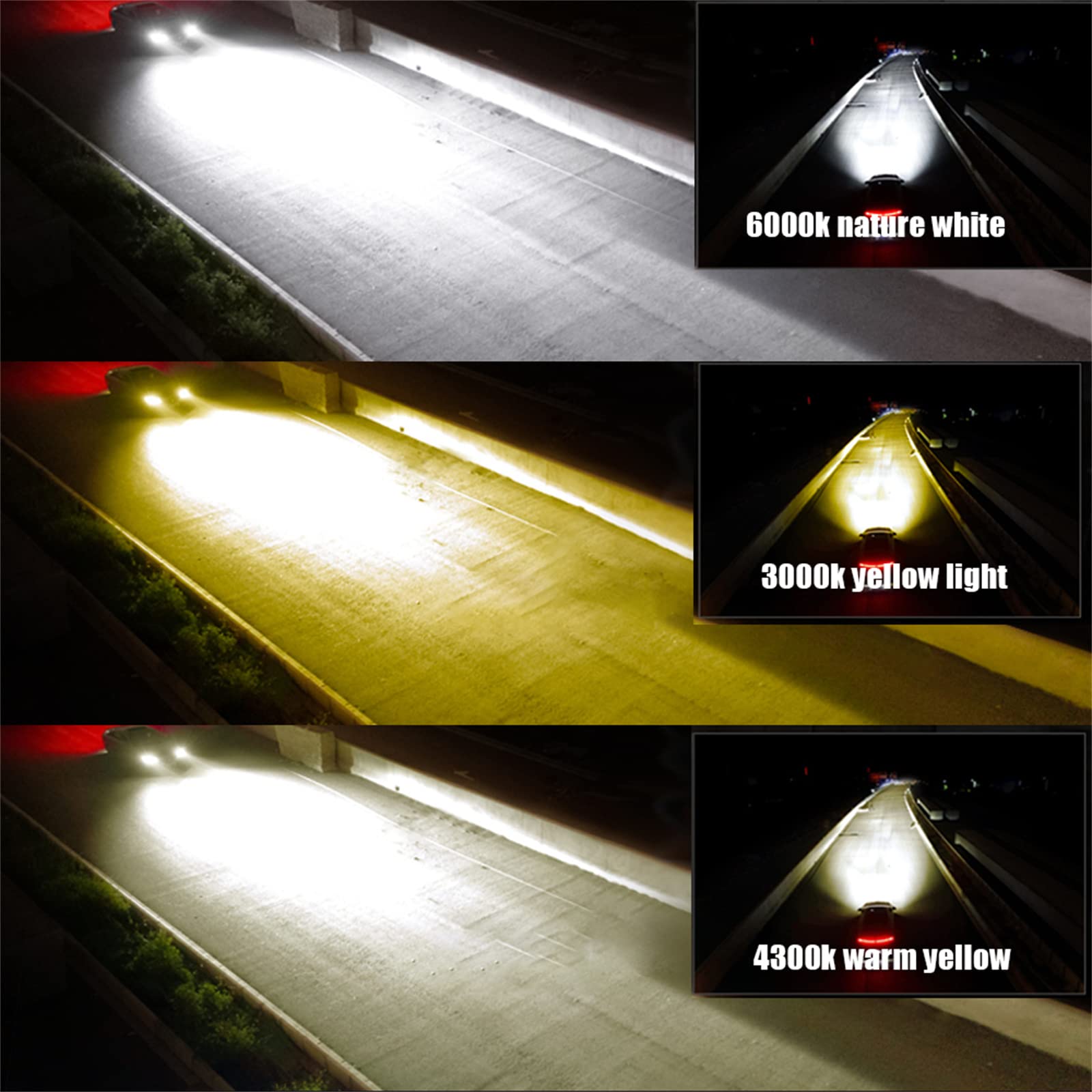 Lampadine A LED, Luci Di Marcia Diurna A LED Tricolore 60W 12000LM, Anti-Interferenza, Confezione Da 2,H4