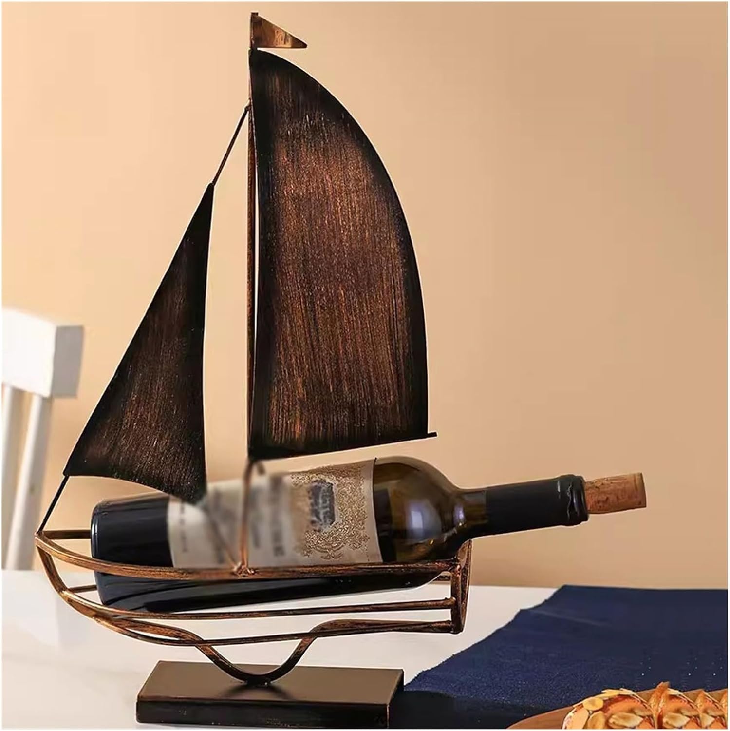Wine Rack Freestanding Storage Creative Iron Boat Wine Rack Desktop Decoration Ornaments Home TV Cabinet Wine Cabinet Display Rack Wine Bottle Rack Stackable Wine Rack Wine Storage Shelf
