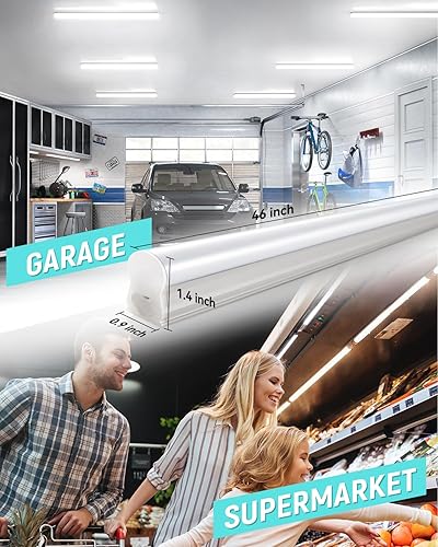 Miniatura 7 de (Paquete de 4) Luz LED para Taller T5 de 4 pies, 6500K, 20W, 2300LM (Blanco Super Brillante), Accesorio LED Integrado Enlazable, Luz de Techo de