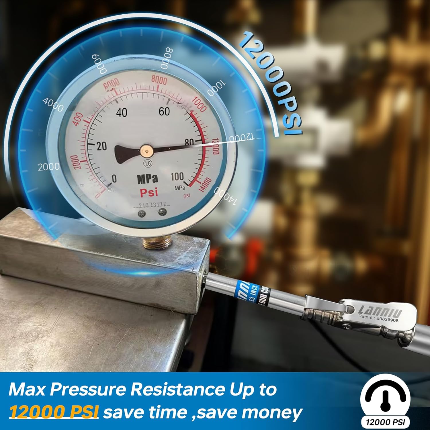 Grease Gun Coupler Kit - 12000 PSI Strong Lock Grease Coupler with 90 Degree Grease Coupler Adapter & Grease Needle Tip, Heavy Duty Lubrication Grease Gun Tips for All 1/8'' NPT Fittings