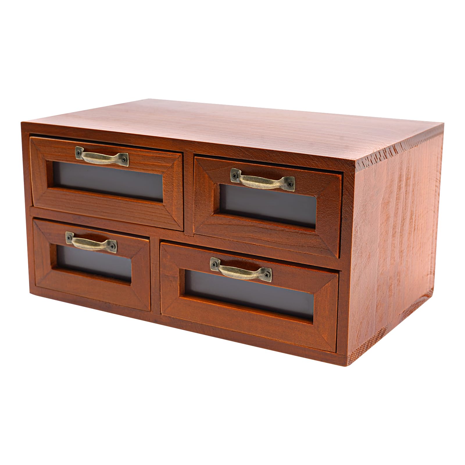 Organizador de escritorio con cajones, organizador de cajones cosméticos, armario de almacenamiento de escritorio de madera, organizador de escritorio multifuncional (marrón oscuro)