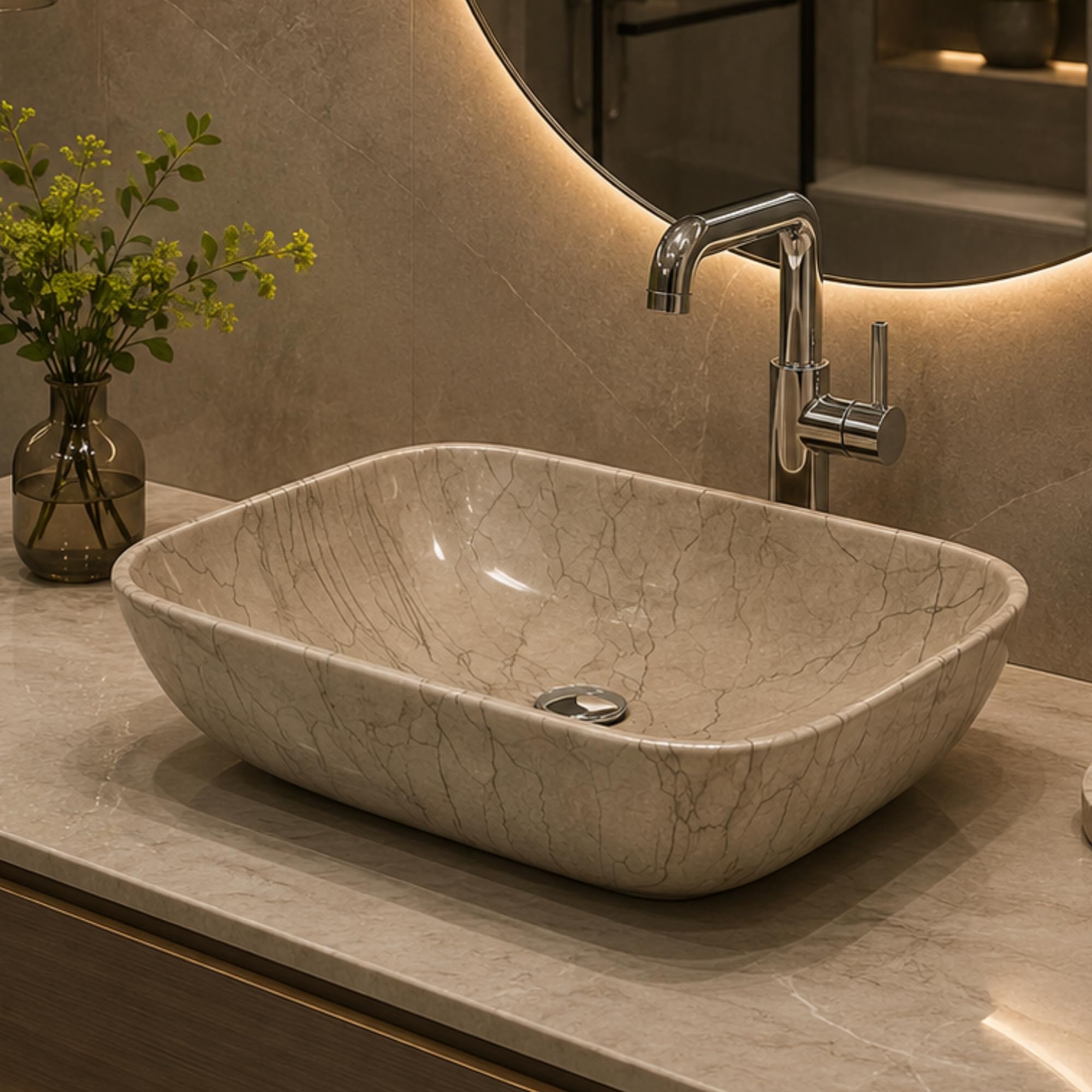 Glossy Ceramic Wash Basin - Marble Vanity Sink -11 Glossy Ceramic Wash Basin - Marble Vanity Sink -11