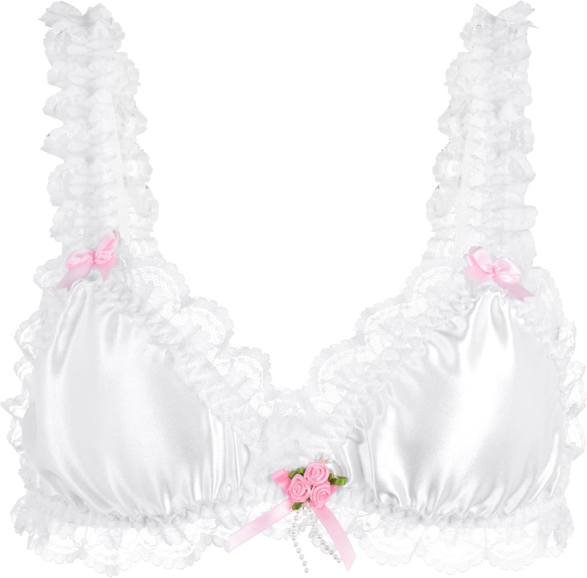 - Sissy Frilly Lace Fitted Satin Bralette