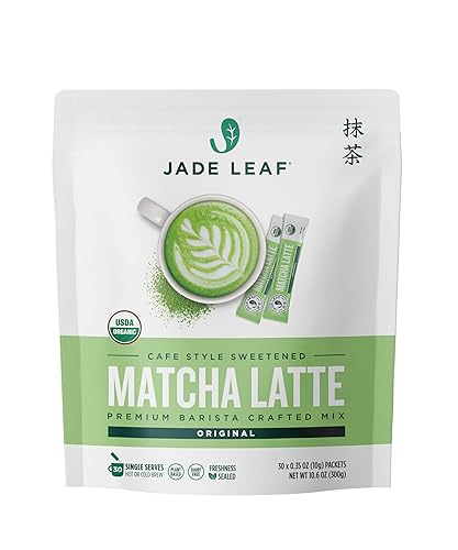 Mezcla de leche matcha orgánica de hoja de jade mezcla endulzada estilo cafetería té verde matcha dulce en polvo paquetes de 30 unidades de una sola