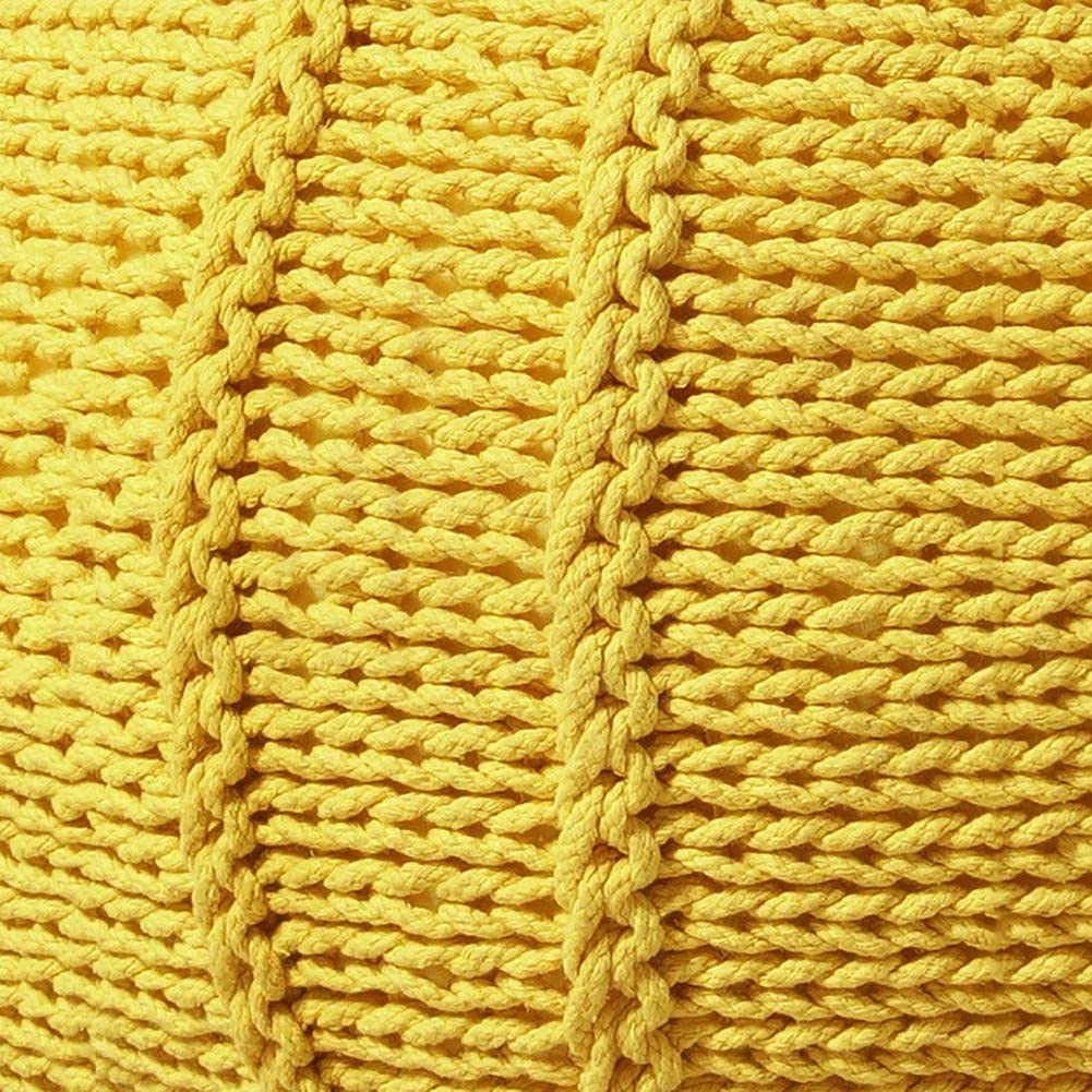 Pouf Rond Tricoté À La Main,Potoirs De Plancher De Corde Tressée De Coton De Style Câble Repose-Pieds De Siège Confortable-b 48x48x35cm(19x19x14inch)