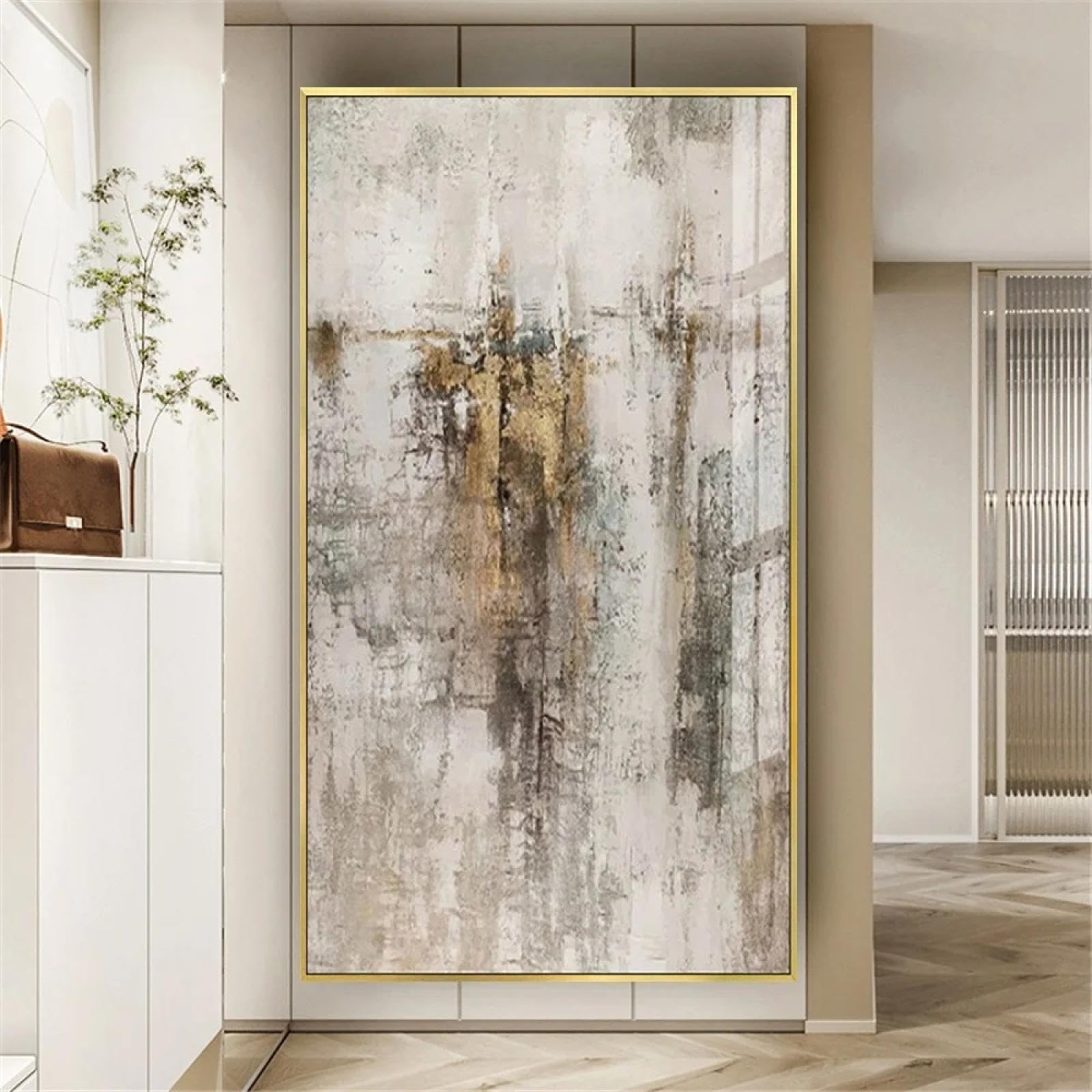 Lienzo abstracto moderno arte de la pared pintura al óleo lienzo pintura mural dorado cuadros para el hogar sala de estar hotel decoración de la pared 100x200cm/39x79in sin marco