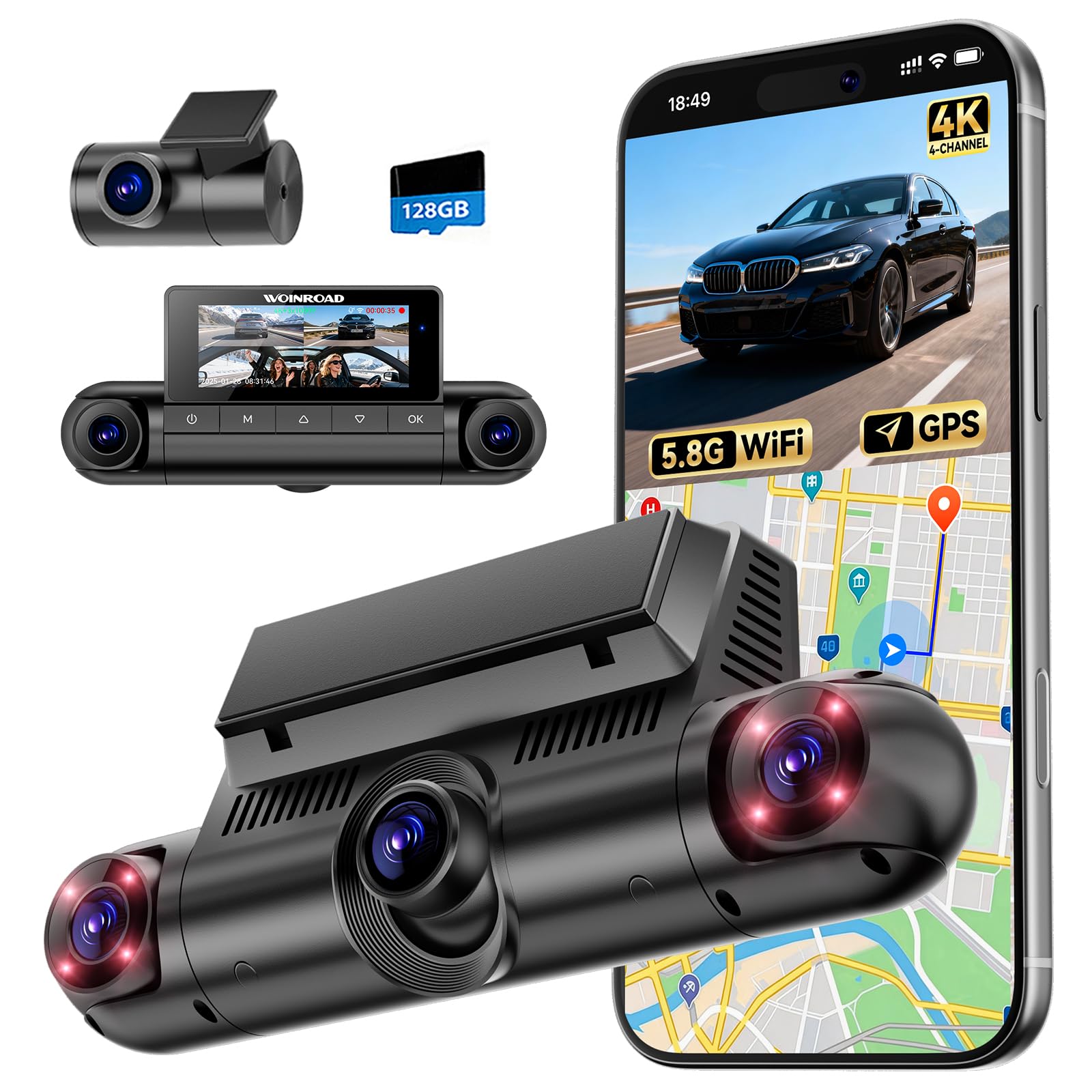 WOINROAD 4K 360° Dash Cam