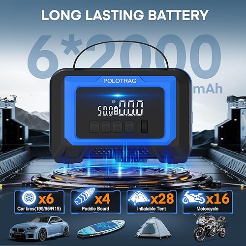 Miniatura 4 de Bomba de tabla de remo, inflador de neumáticos, compresor de aire portátil, bomba de aire inalámbrica para inflables con apagado automático, función