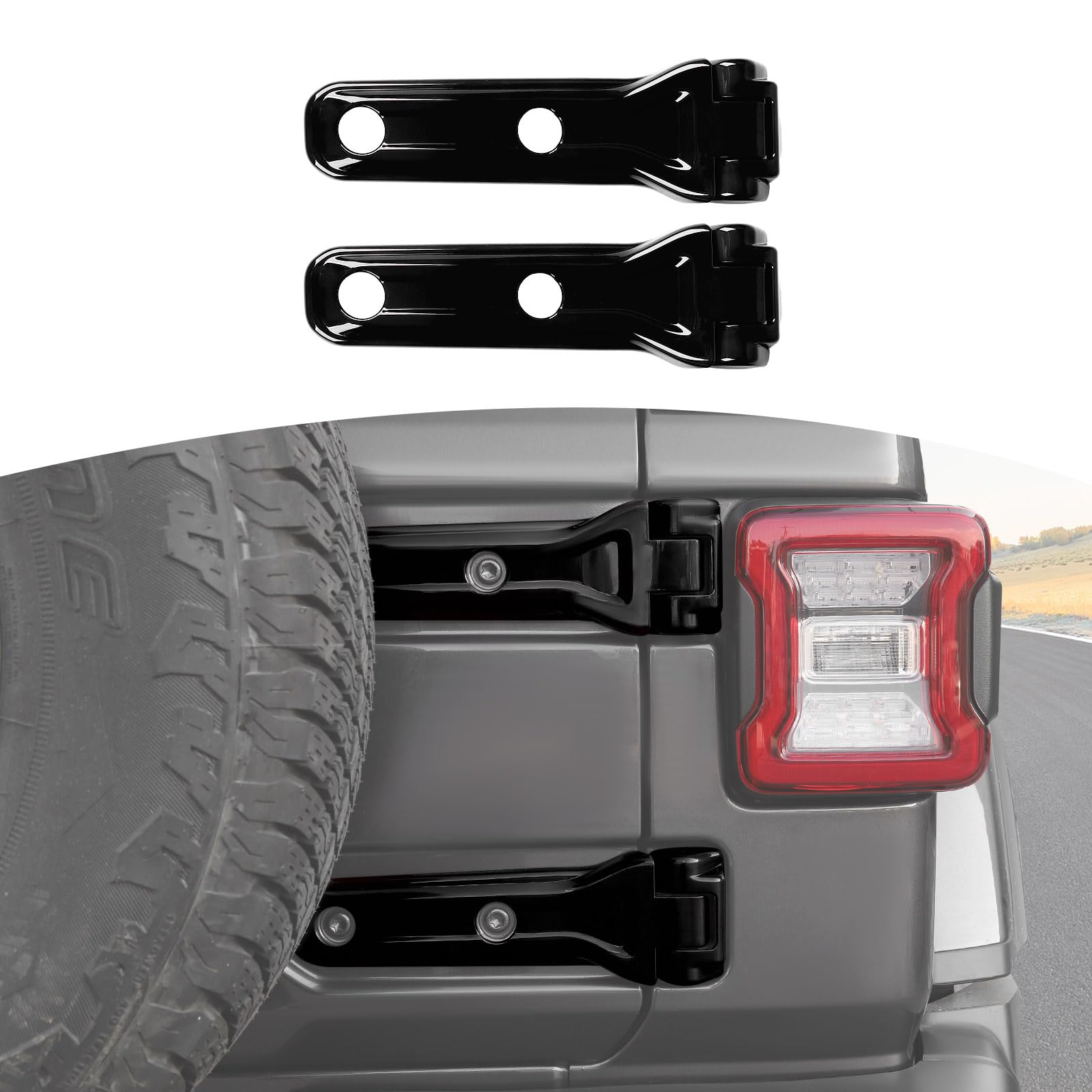 RT-TCZ for Jeep JL Tailgate Hinge Cover Trim Decals Black for Jeep Wrangler JL JLU 2018 up Black Exterior Accessories 2pcs