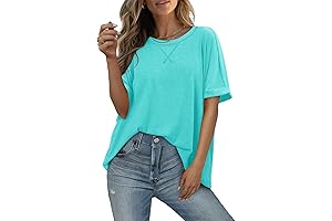 Comfortable and Stylish Loose Fit Trendy Women's T-Shirt in Cyan Teal