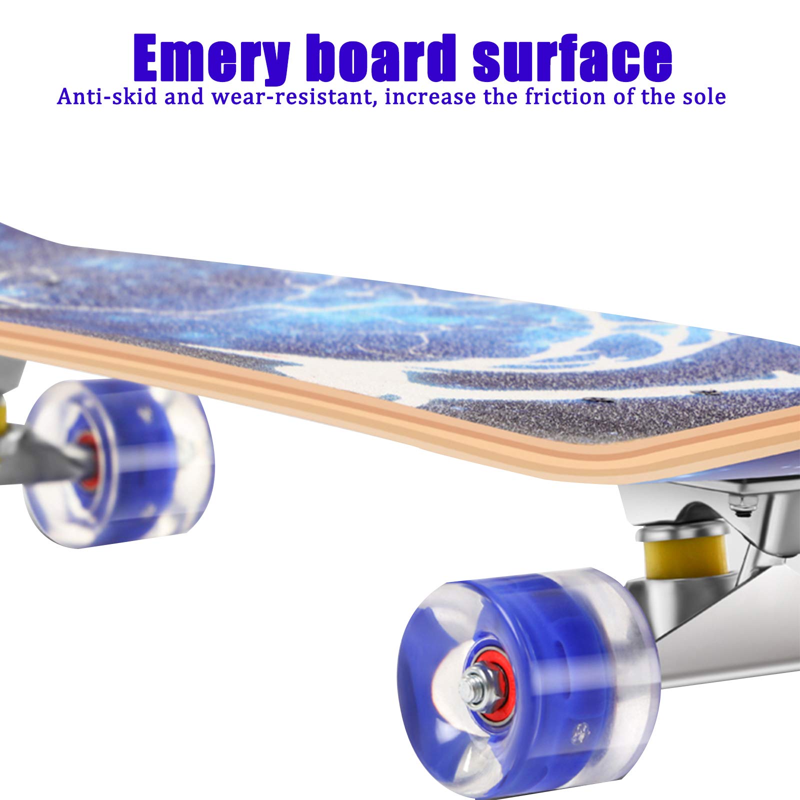 DFWYG Monopatín de 9 Capas de Arce Moderno, de 31 Pulgadas, para Niños, Principiantes, Adolescentes, Adultos, Skateboard Completo con Ruedas de Luz LED Intermitentes y Mochila Portátil