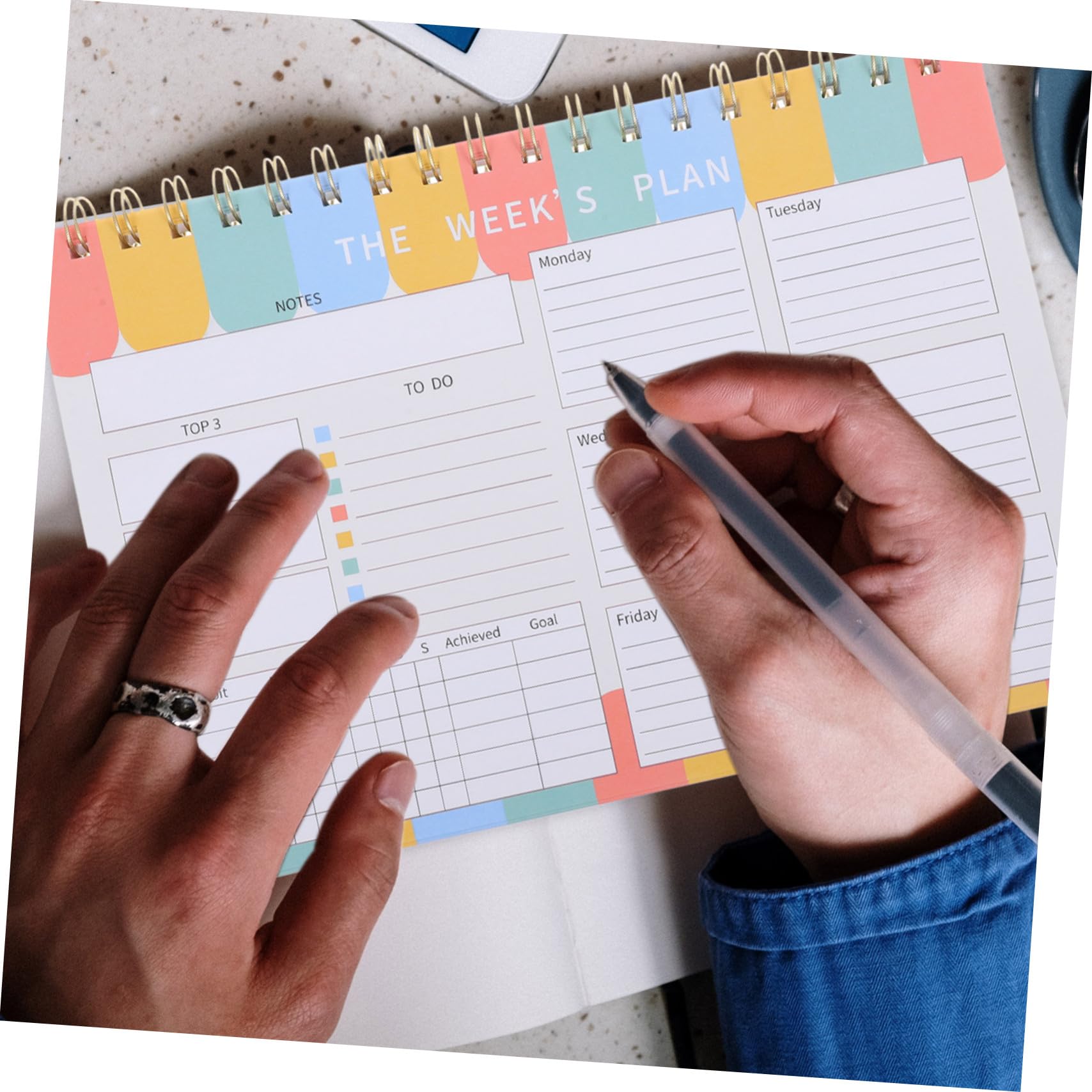 4 Piezas Planificador Semanal sin Fecha con Robusta y Encuadernación Doble Cuaderno Organizador para Tareas y Horarios para Oficina y Escuela de Notas Espacio para Escribir