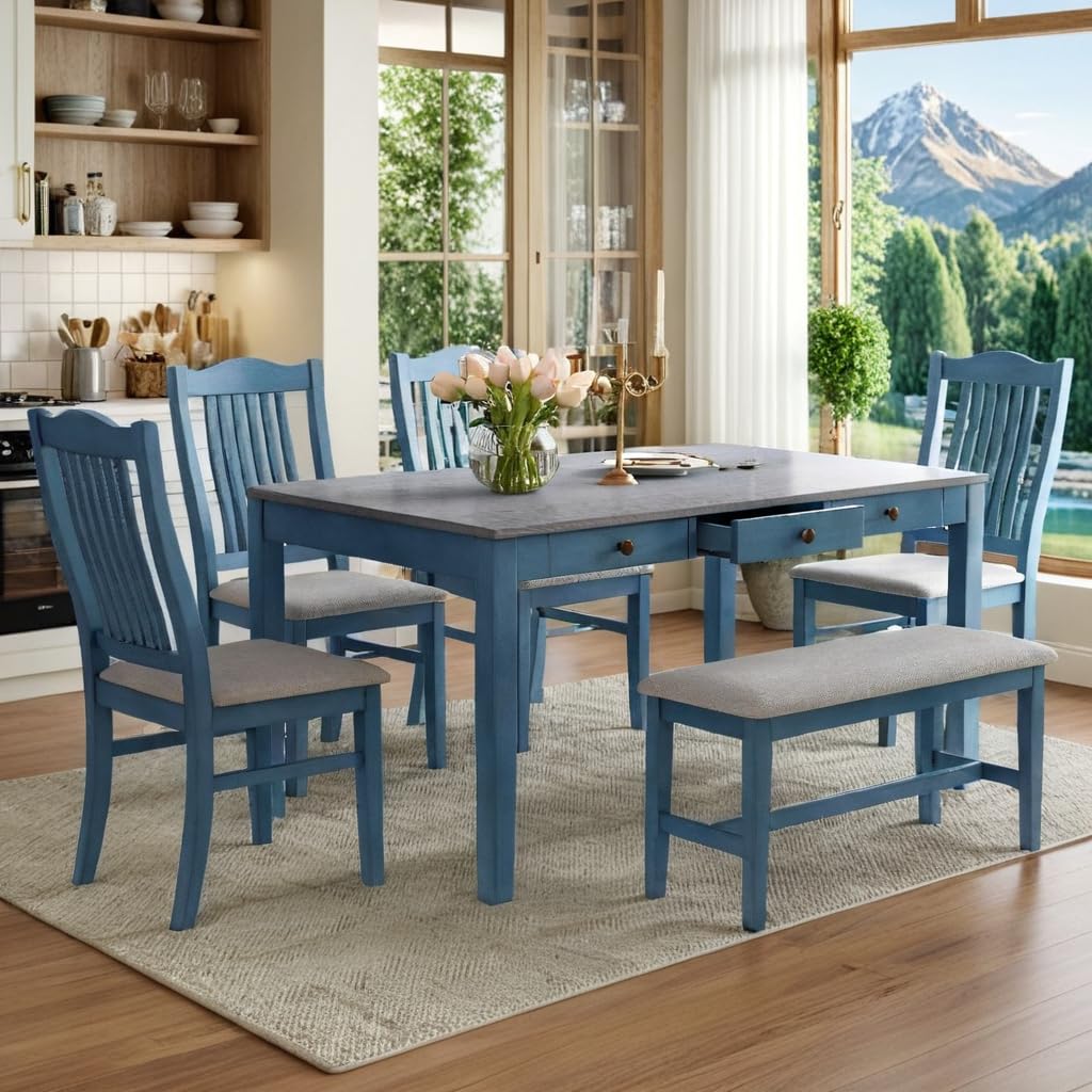 LUMISOL Vintage Blue Dining Set
