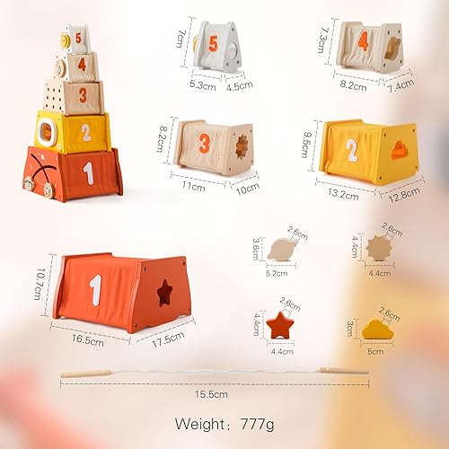 Miniatura 6 de Bloques de anidación y apilamiento, cajas de anidación, juegos de juguetes de clasificación de formas y bloques de apilamiento para niños de 1, 2 y