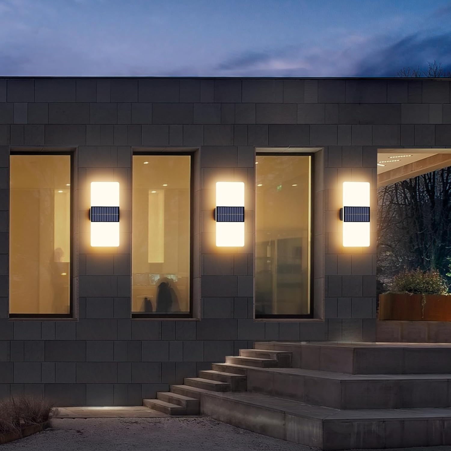 Solar Outdoor Wall Lights, 2 Pack IP65 Waterproof Morden Outdoor Acrylic LED Solar Wall Lantern, Wireless Exterior Fixture Decorative Wall Lamps for Porch Patio Hallway（2 Pack） - Image 7