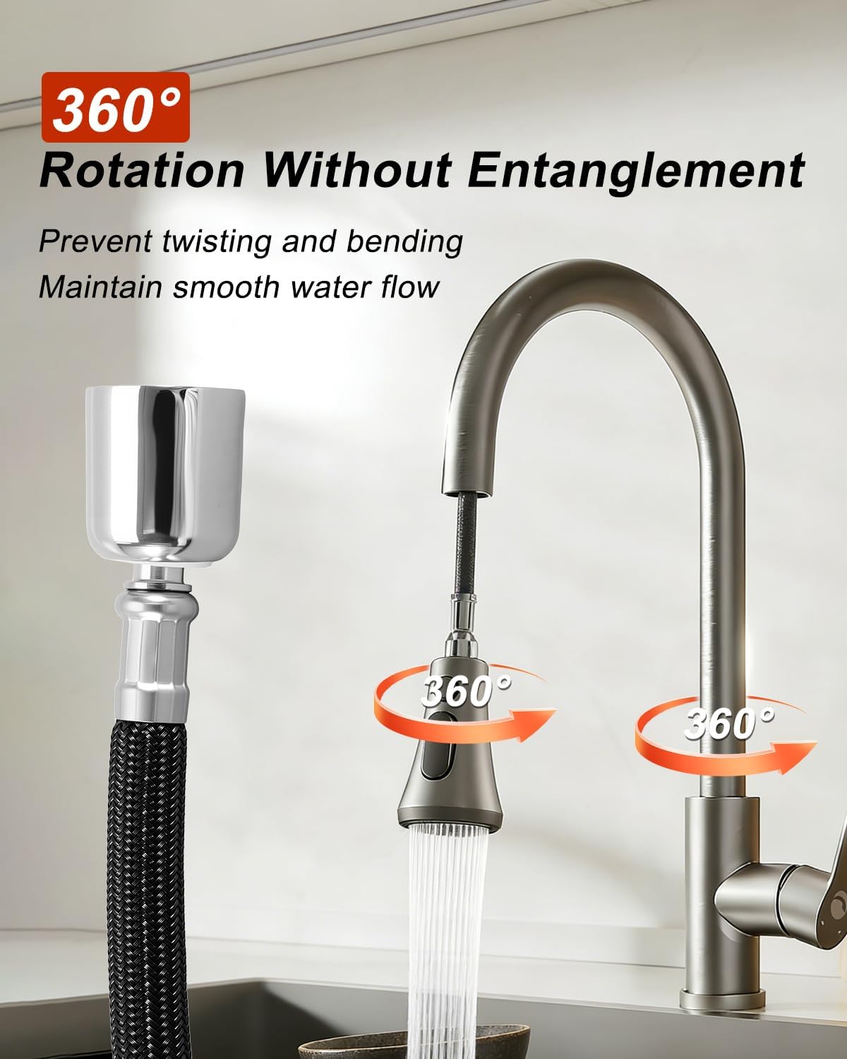 Pull Down Kitchen Faucet Hose M15*1MM X G1/2, 59 Inch 360° Rotation Hose with Quick Connect Fit for APPASO FORIOUS WOWOW OWOFAN WEWE