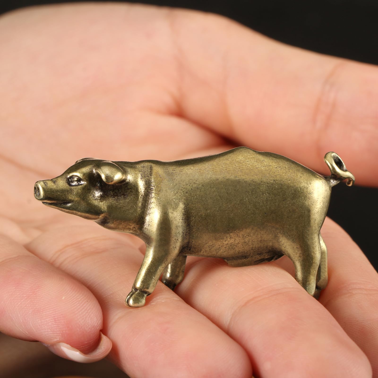 NBKLSWSUI Handmade Bronze Pig Figurine Sculpture Figurine Sculture For Living Room Home Office Desk Bedroom Unique New Homeowners Feng Shui Sculptural