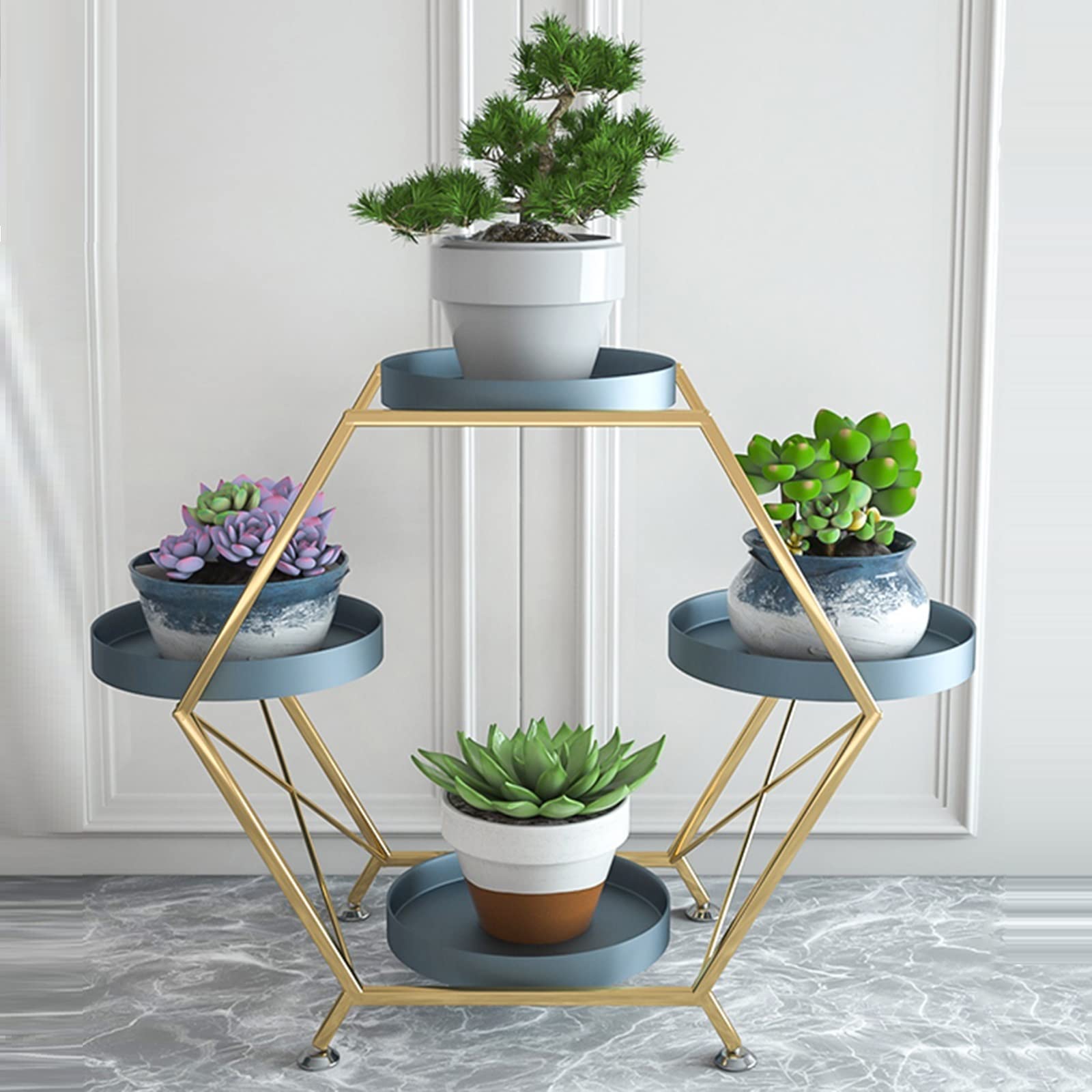 Étagère à plantes en métal 4 niveaux support jardinières extérieur
