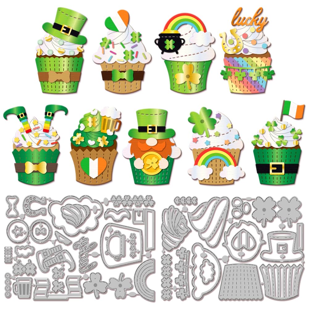 Matrice de découpe cupcake Saint-Patrick pour scrapbooking créatif rétro