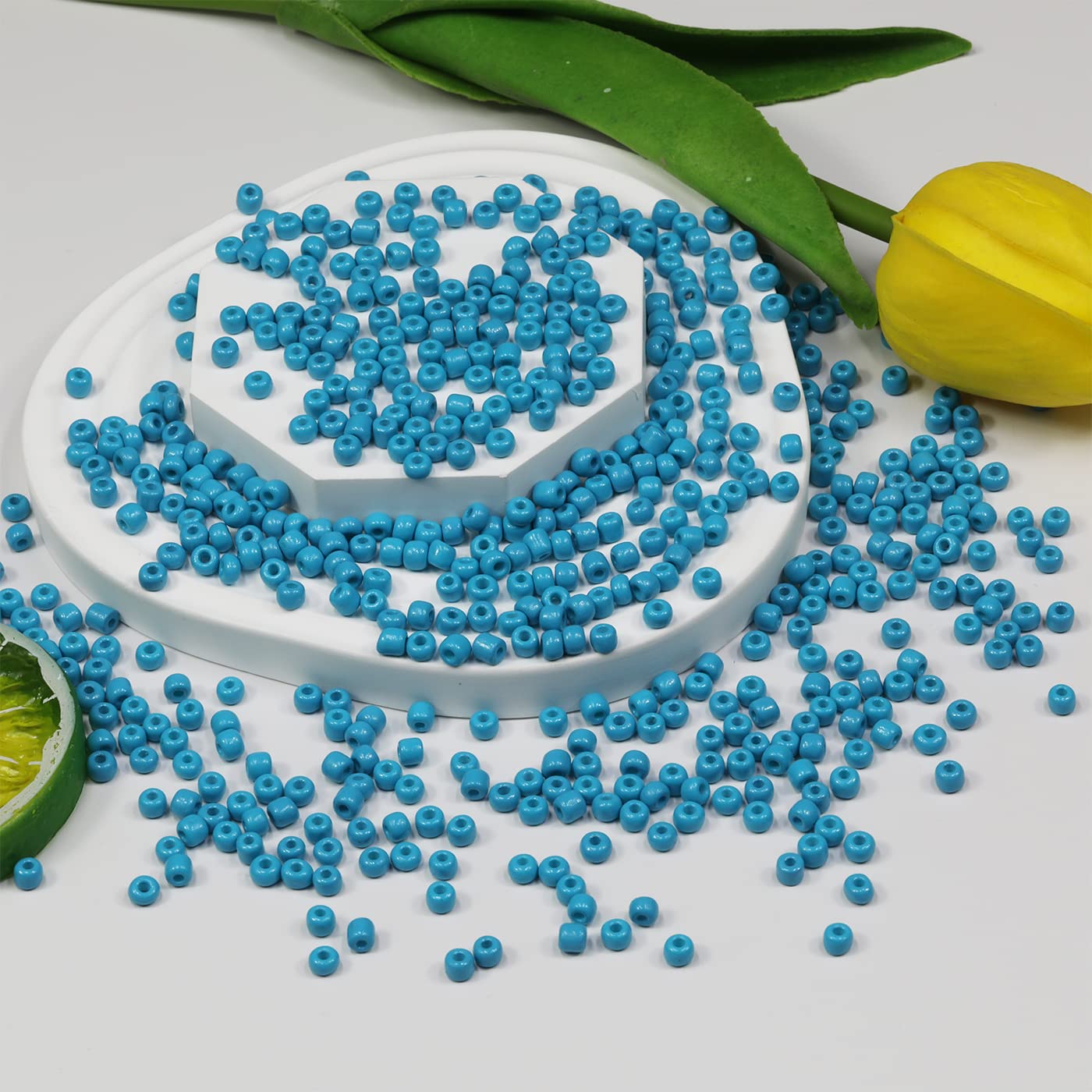 4mm Lake Blue Seed Beads About 1600pcs/110Grams in Bag,6/0 Glass Craft Beads for Making Earrings Waist Jewelry - Image 3