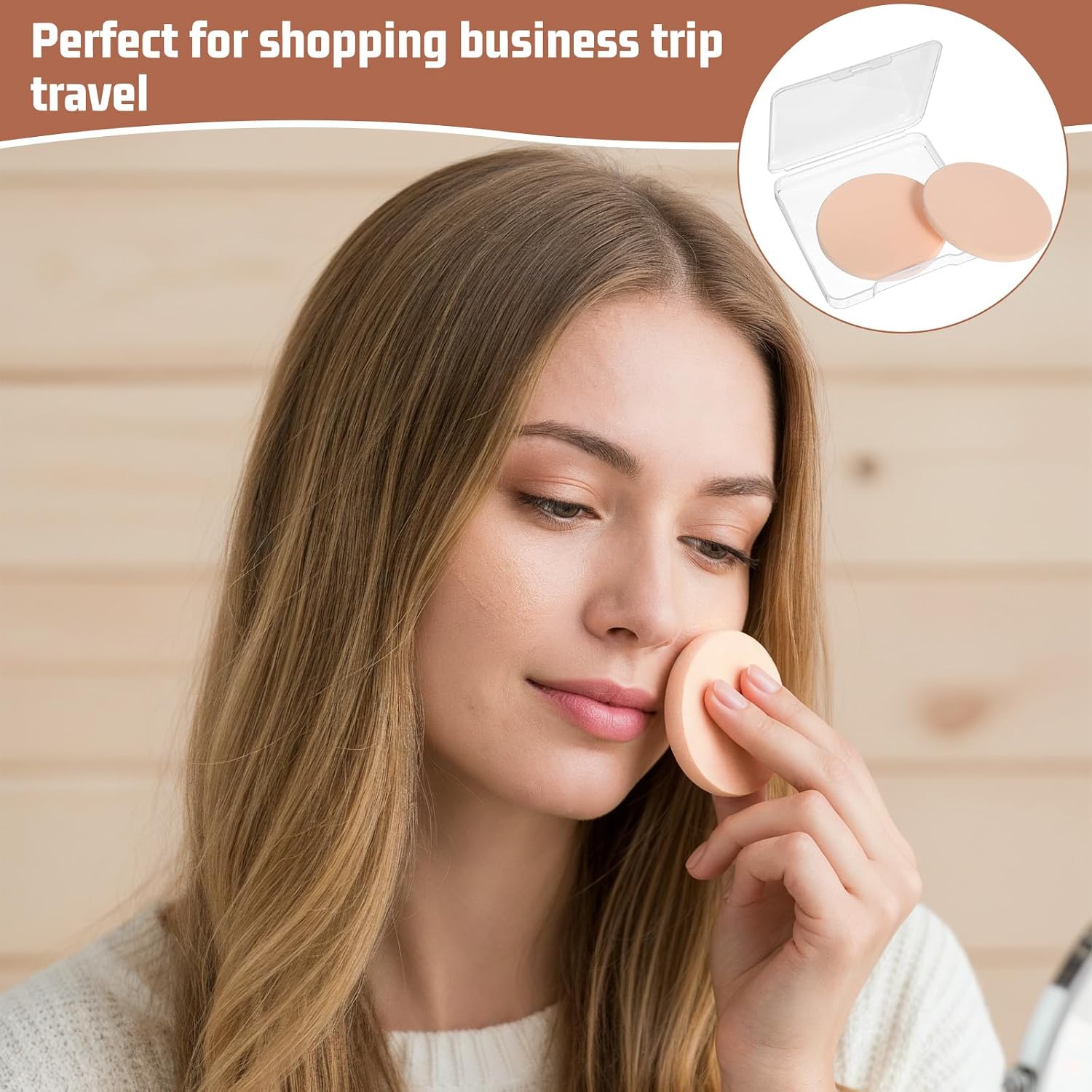 4 Pcs Round Makeup Sponge, Foundation Sponges with 2 Travel Cases, Powder & Primer, Soft Latex-Free Makeup Blender Replacement for All Skin Types