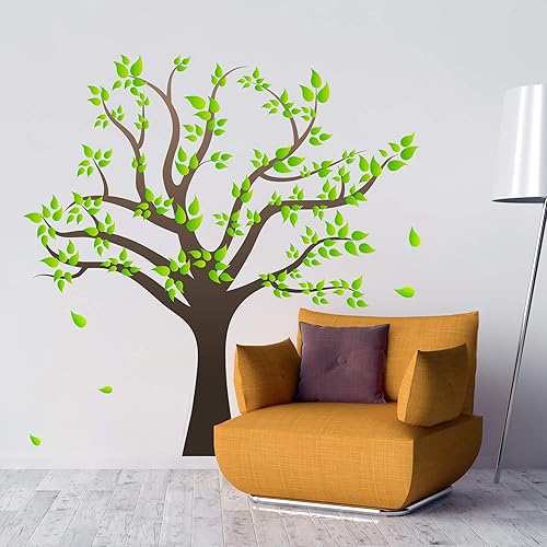 Miniatura 5 de RW-1080 - Adhesivos de pared de árbol verde 3D para fotos familiares, removibles, despegar y pegar, papel tapiz artístico para niños, niñas, bebés,