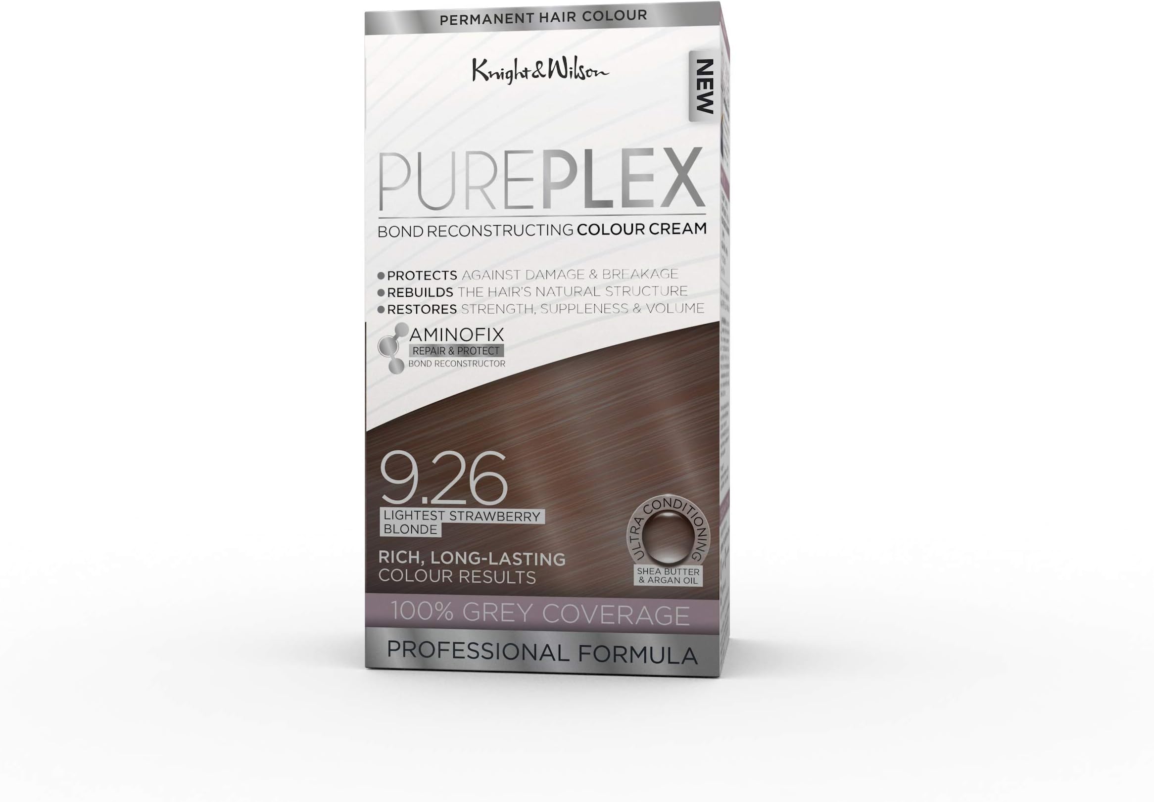 PurePlex Lightest Strawberry Blonde Permanent Hair Colour Dye. Protect, Restore and Nourish with Aminofix. 9.26 Strawberry Blonde. 100% Grey Coverage.