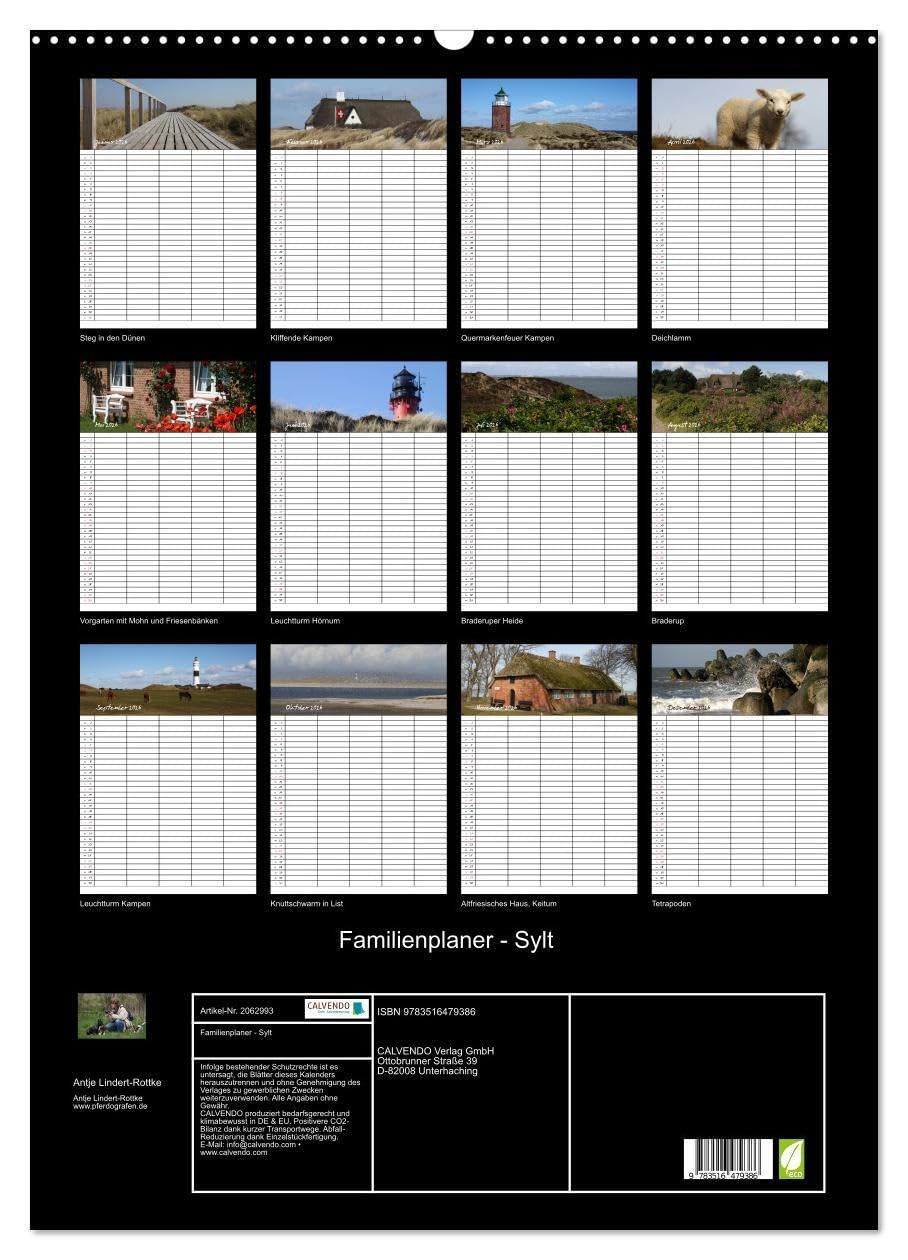 Familienplaner - Sylt (Wandkalender 2026 DIN A2 hoch), CALVENDO Monatskalender: Der Sylt-Kalender für die ganze Familie (CALVENDO Orte)