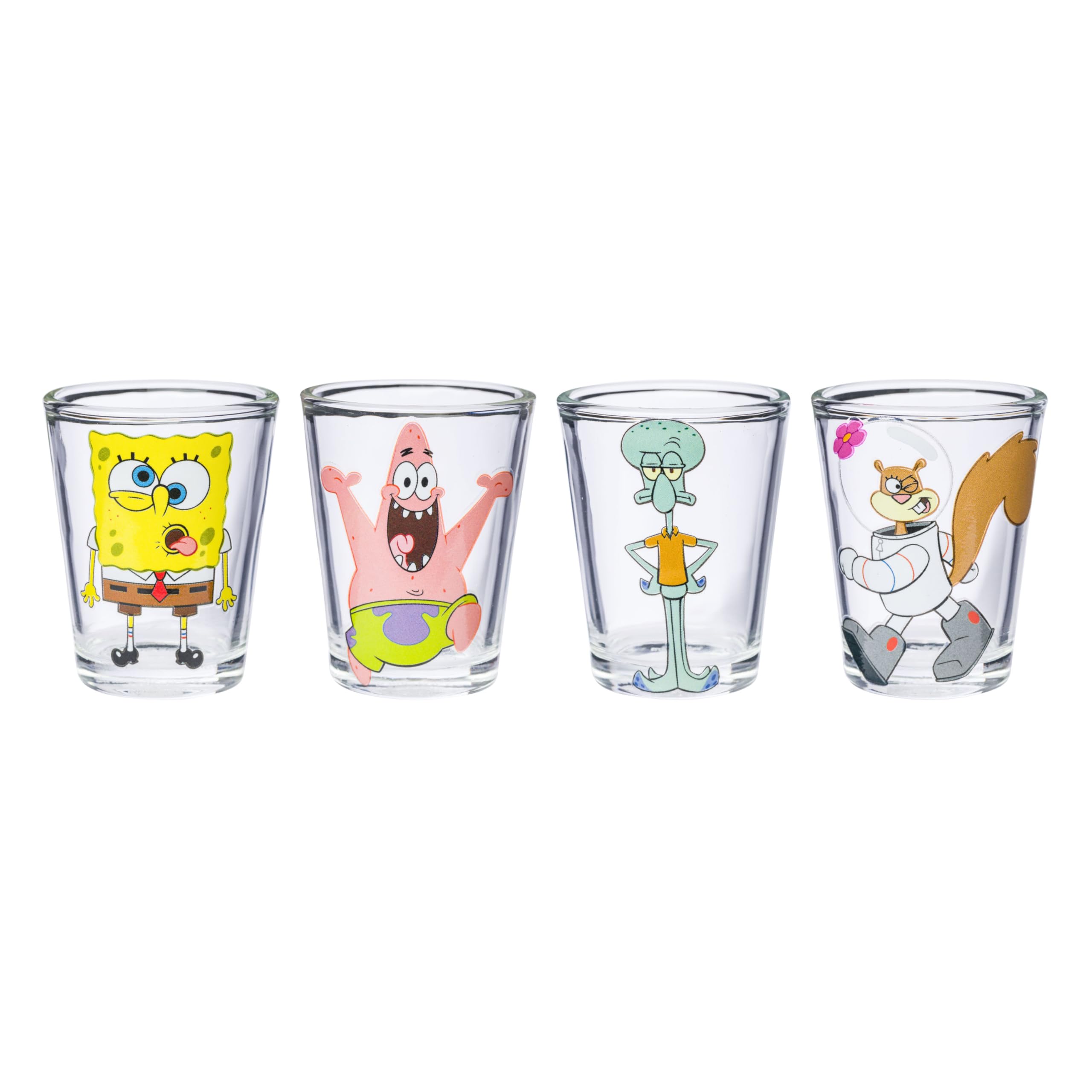 Silver Buffalo Spongebob Squarepants Quotes, 4 Pack Mini Glass Set, 1.5oz