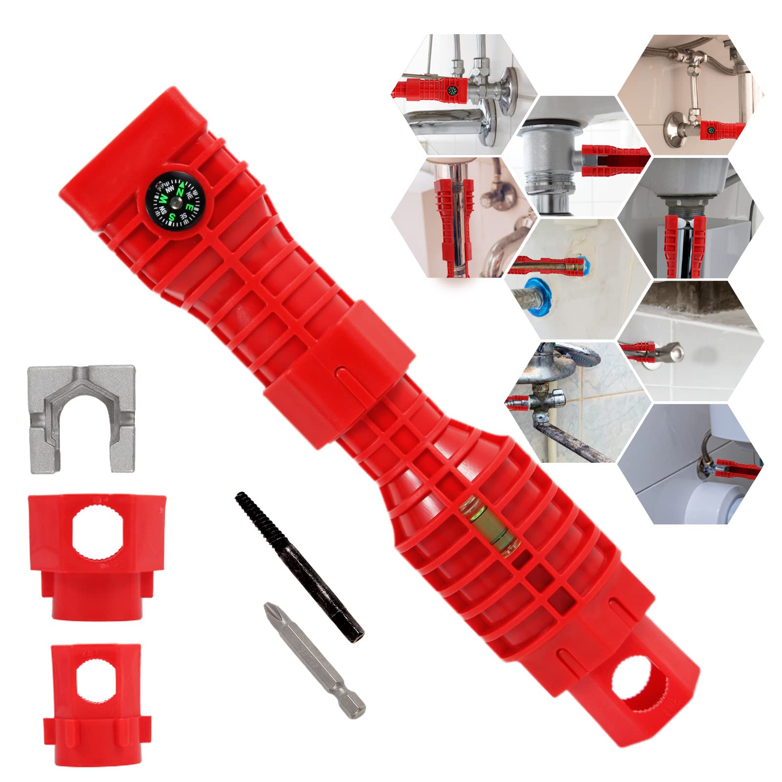 Shall Waschbeckenschlüssel 28cm - Verstellbarer Spültischschlüssel Set