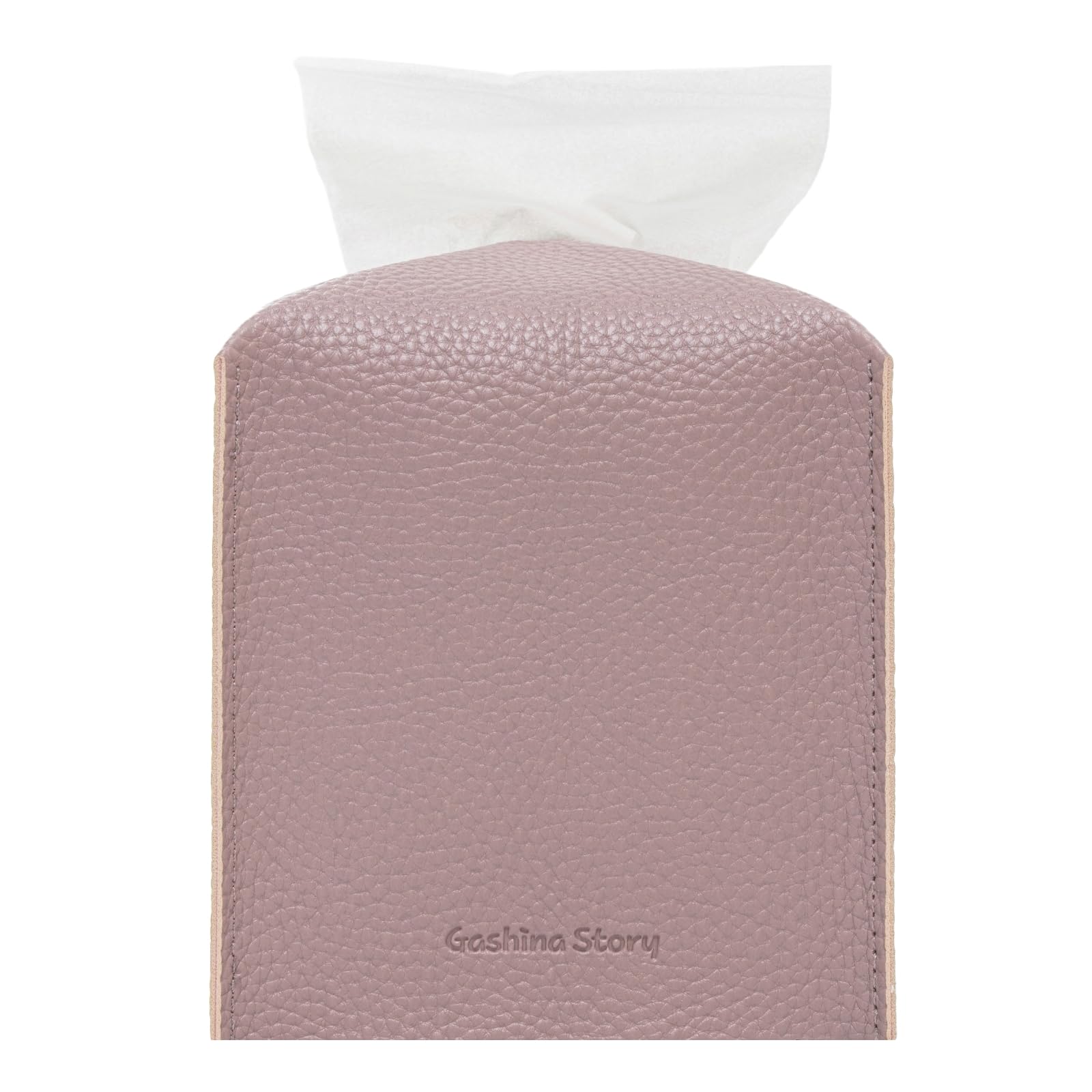 Gashina Story Tissue Box Cover Holder - Premium PU Leather Tissue Box Cover - 5"X5"X5" Square Decorative Organizer for Bathroom, Kitchen, Bedroom, Office Desk, Nightstand (Indian Pink)