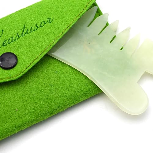 Miniatura 5 de Peine de masaje de jade portátil multifunción, herramienta de masaje de raspado Gua Sha, peine de masaje de jade portátil multifunción, adecuado
