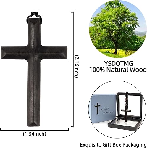 Miniatura 2 de Collar de cruz de madera para hombres, mujeres, niños y niñas, regalo de cadena de cruz de madera natural, collar de crucifijo cristiano católico de
