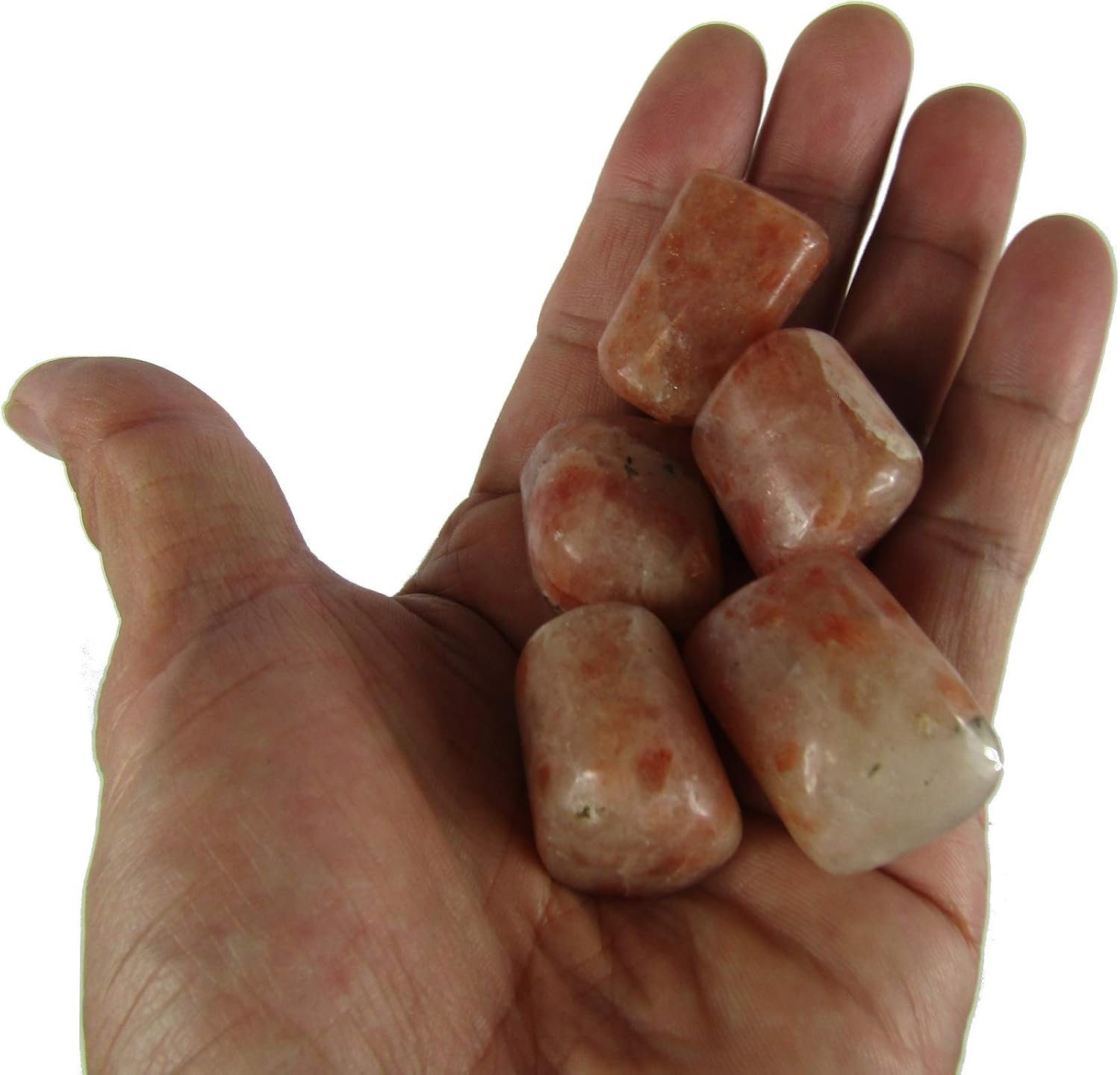 CircuitOffice 5 Piece Sunstone Tumbled Stones (0.75" - 1.25"), for Wicca, Reiki, Healing, Metaphysical, Chakra, Positive Energy, Lucky Feng Shui, Meditation, Protection, Powers, Decoration Or Gift