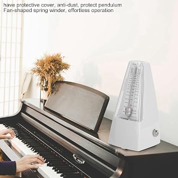 Mechanical Metronome, Music Universal Classic Electronic Keywound Metronome for Piano Drum Set Bass Violin (White)