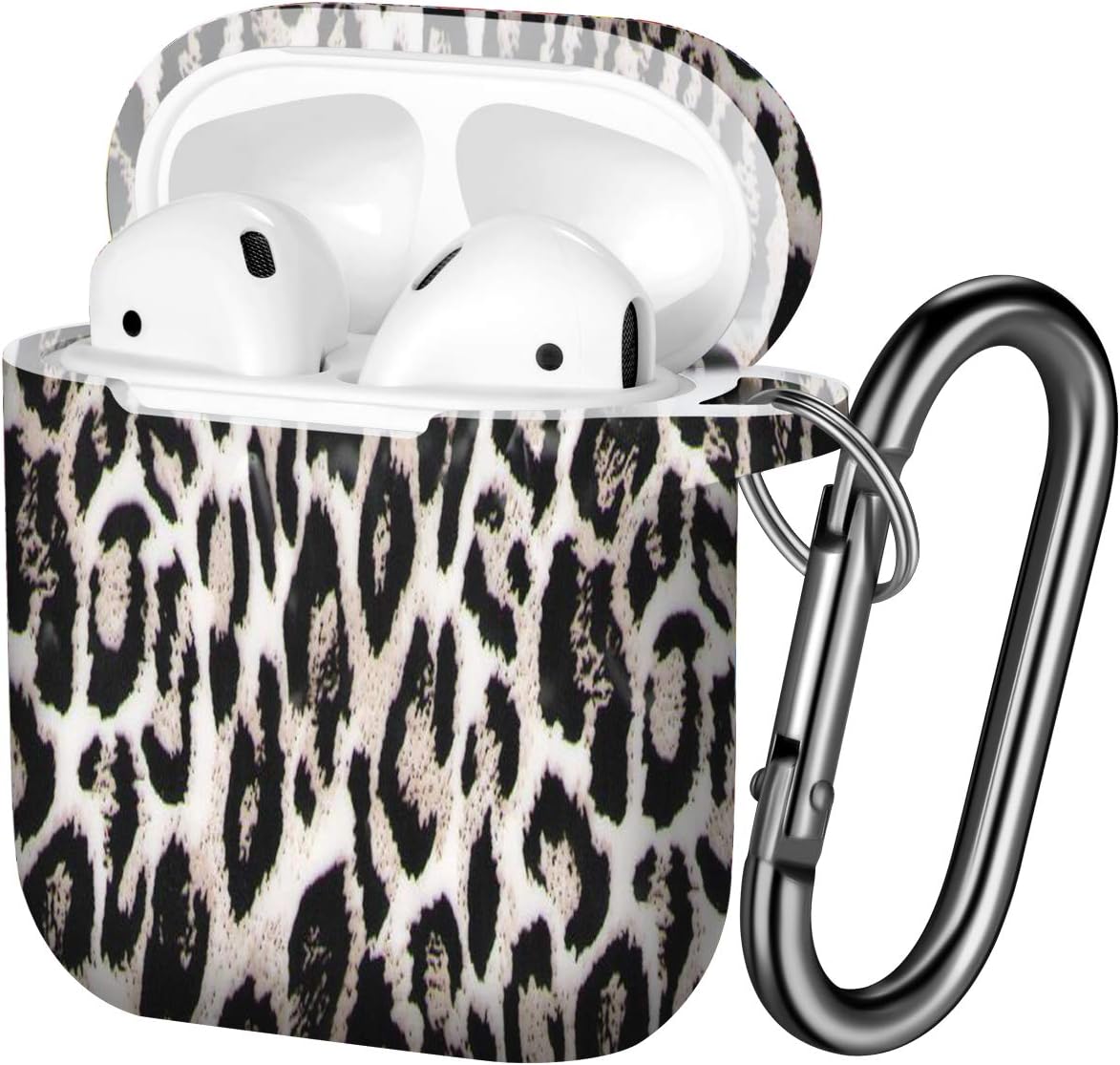 Hamile Compatible with AirPods Case Cute Fadeless Pattern Silicone Protective Cases Cover Skin Designed for Apple Airpod 1 & 2, Women Men, with Keychain (Leopard)
