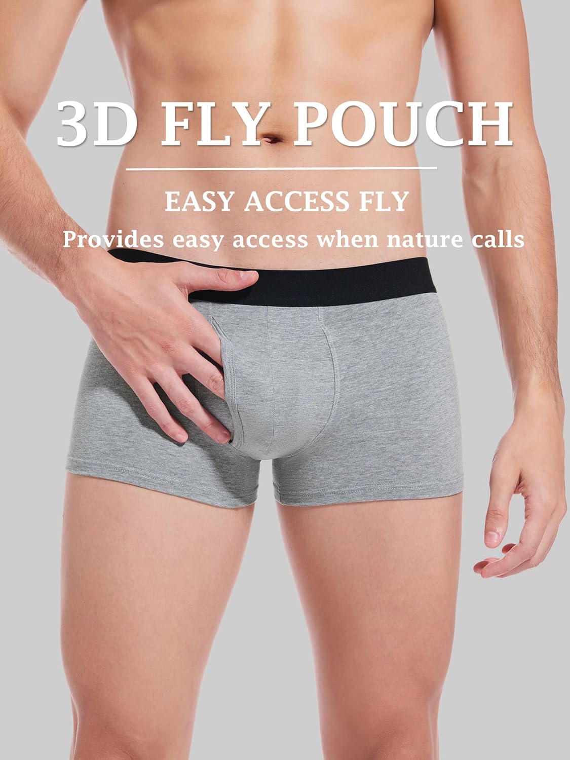 Men's Cotton Underwear Short Leg Underwear Pack Soft Waistband Open-fly No-ride-up Trunk Underpants 3 Pack - Image 3