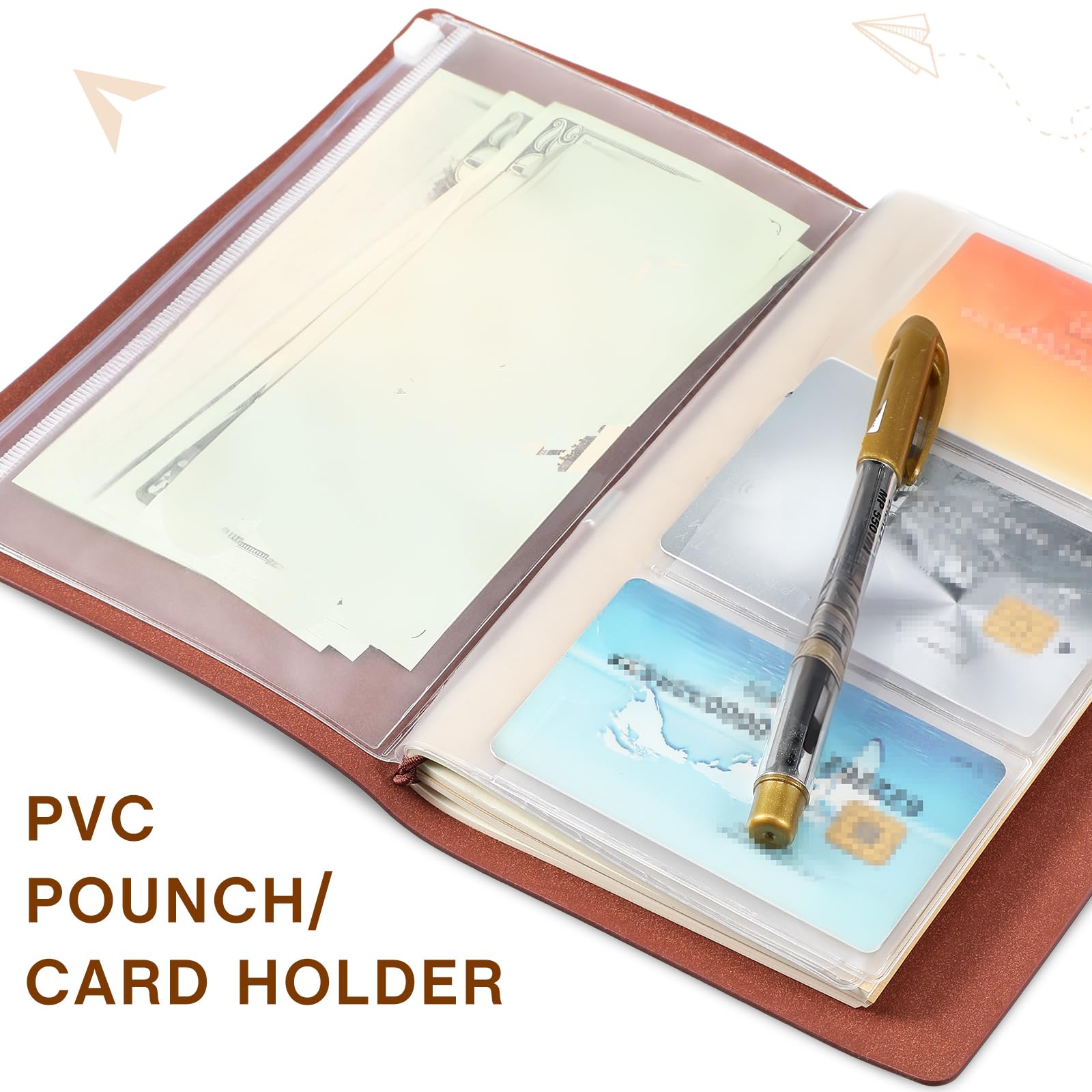 Sabary Paquete de 8 cuadernos de viaje vintage con forro de piel sintética, retro, recargables, con páginas en blanco y tarjeteros, para hombres y mujeres, 4.72 x 7.87 pulgadas, 80 hojas/160 páginas