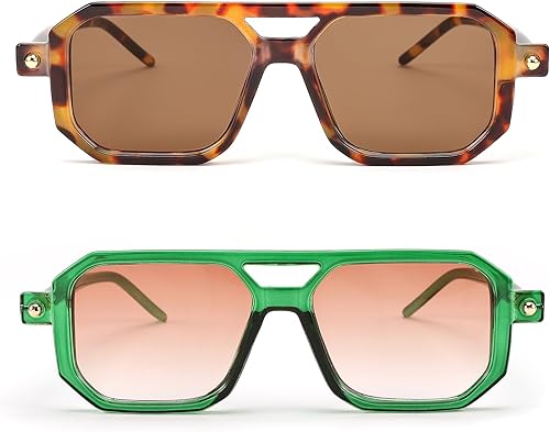 Miniatura 183 de Feisedy - B2622 - Lentes de sol estilo aviador, cuadrados, clásicos de los años 70, unisex, con montura clásica retro y elegante, UV400 Marco