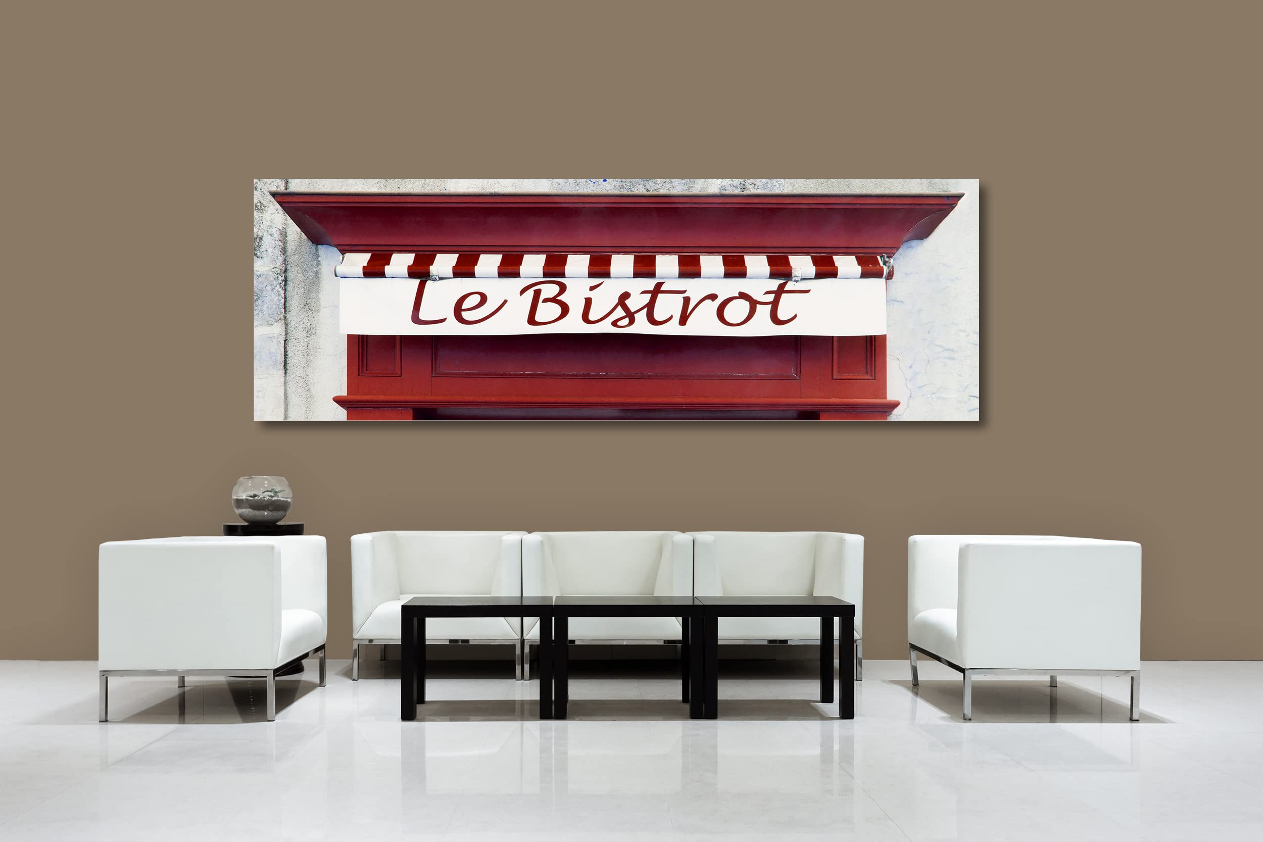Glücksvilla - Bistrot rot (Acrylglas-Bild 5 mm, 150 x 50 cm) | div. Maße - aus DE - Kunstdruck XXL Deko Wandbild quer - Bistro Restaurant Bar Frankreich Paris
